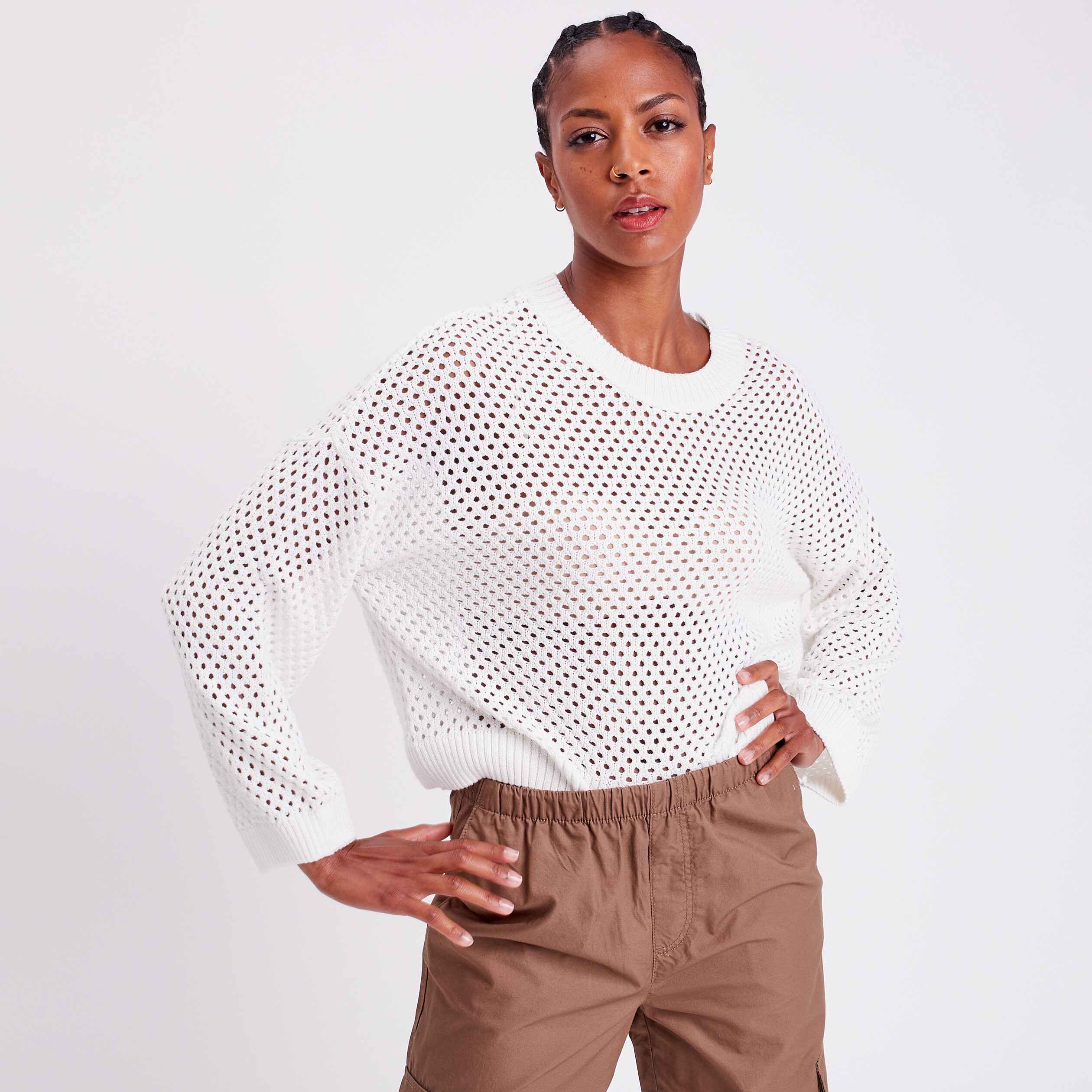 Pull Col Bateau Femme SotRong Sweat-shirt Rayé Long Pour Femme - Manches Longues - Ourlet Bas Qinsen Sweatshirt