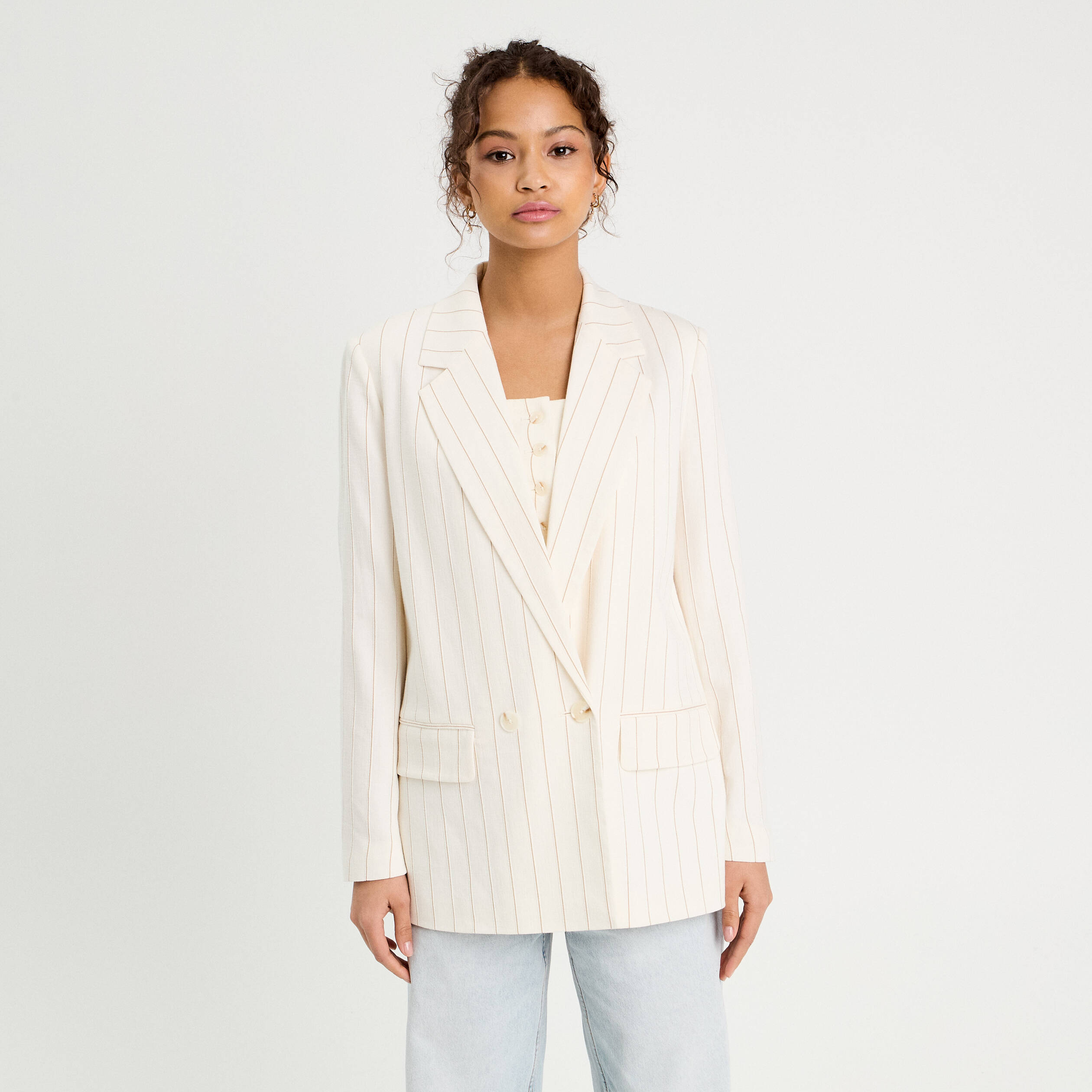 Veste blazer manches longues blanc femme