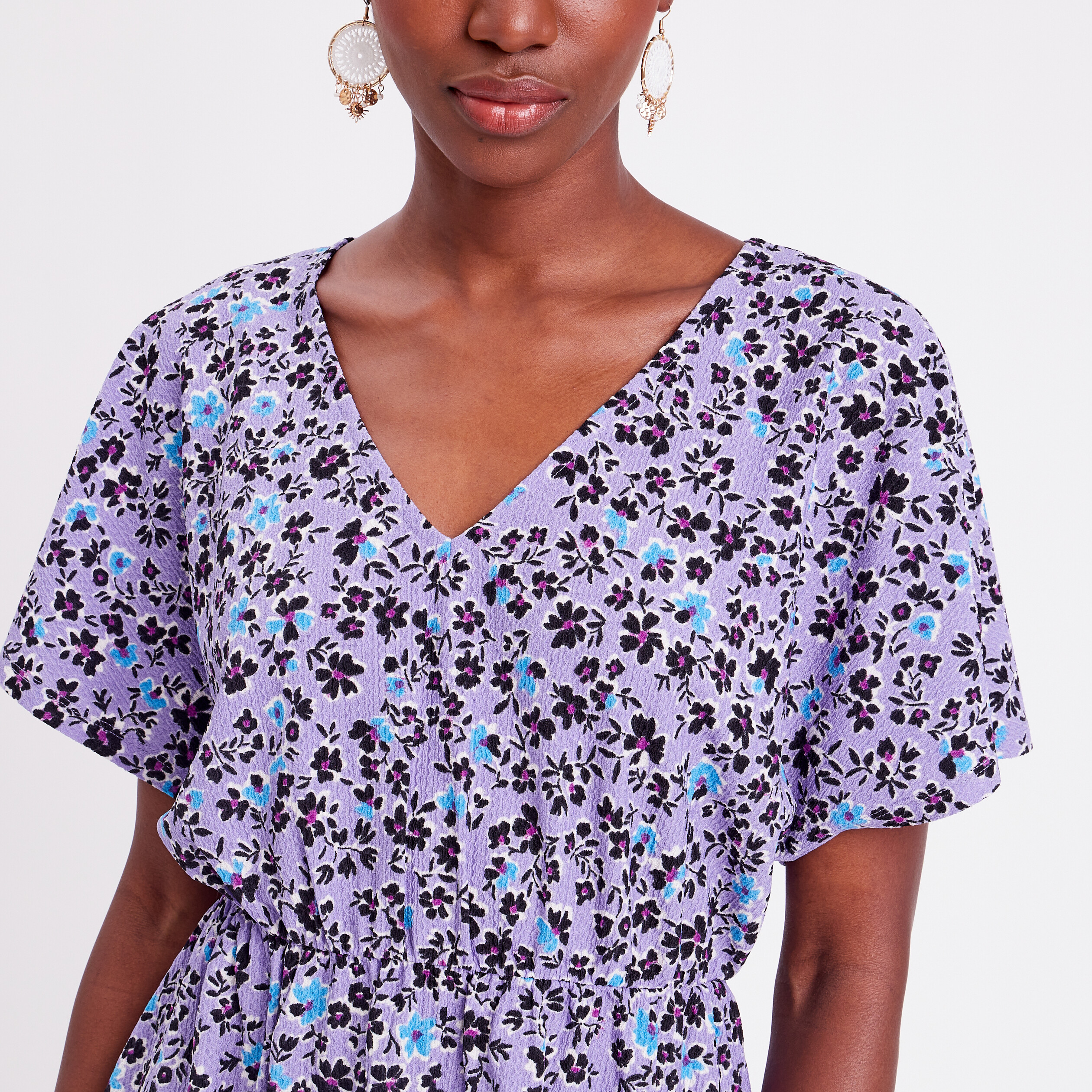 robe evasee col en v parme femme Robe évasée col en V parme femme