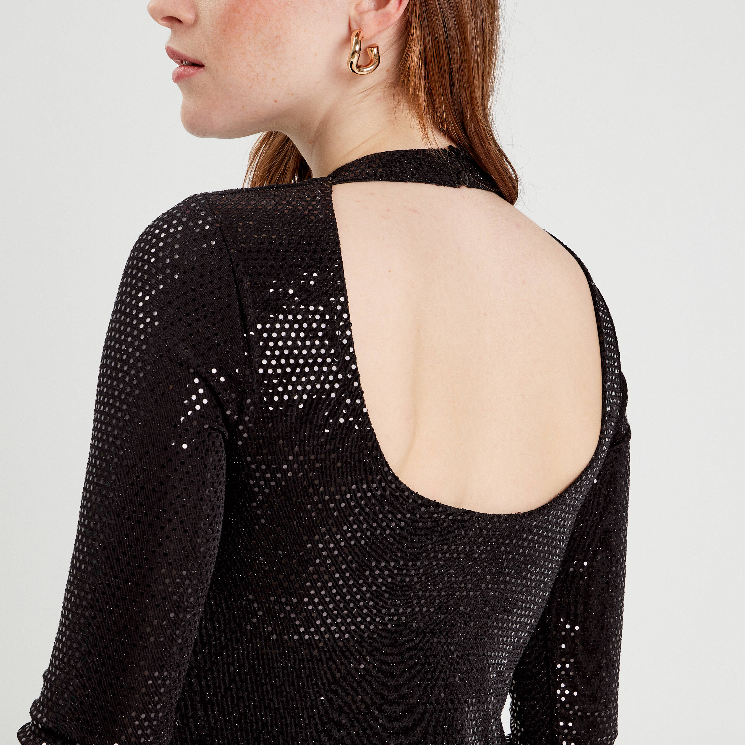 robe evasee avec sequins noir femme Robe évasée avec sequins noir femme
