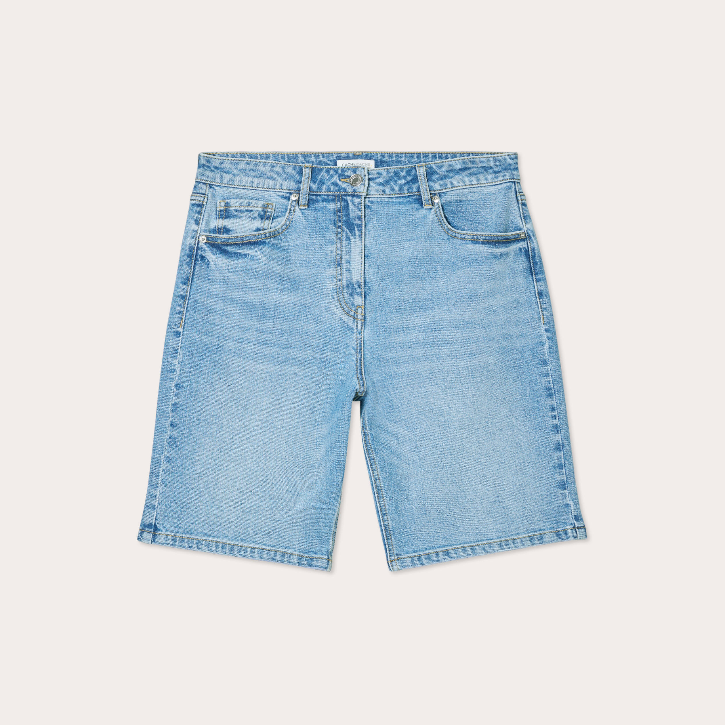 Bermuda large en jean denim double stone femme