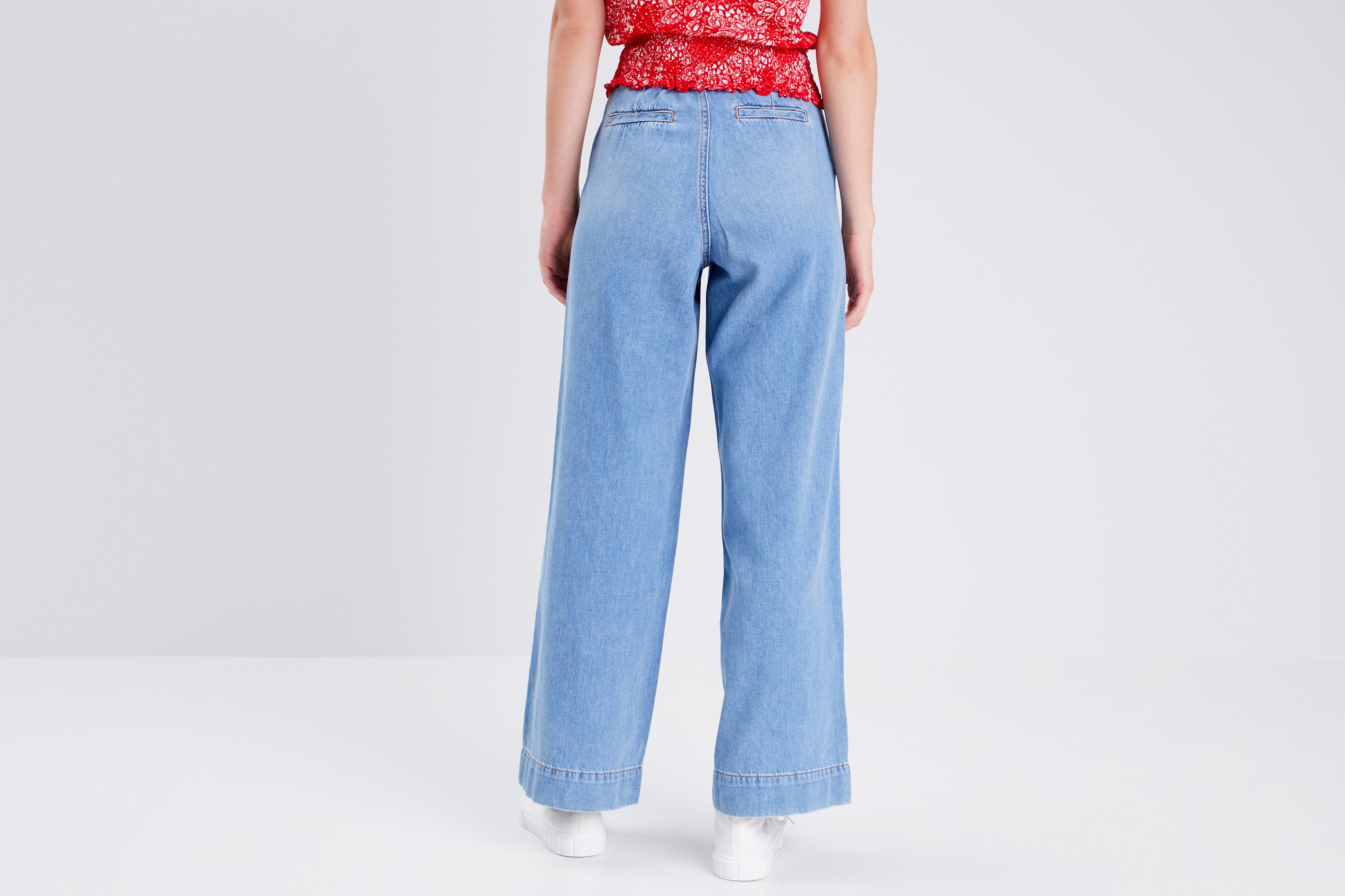 Jeans wide leg taille haute denim triple stone femme | Vibs