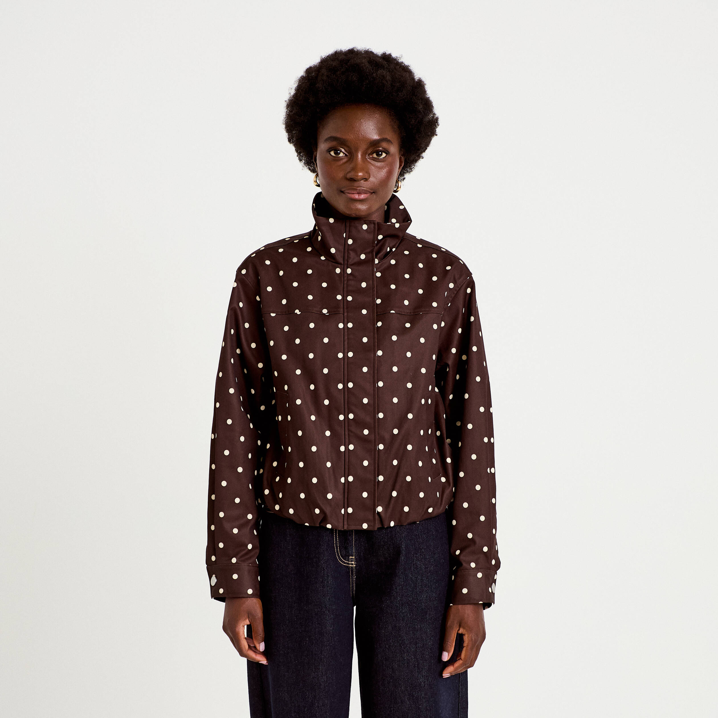 Veste oversize manches longues marron chocolat femme
