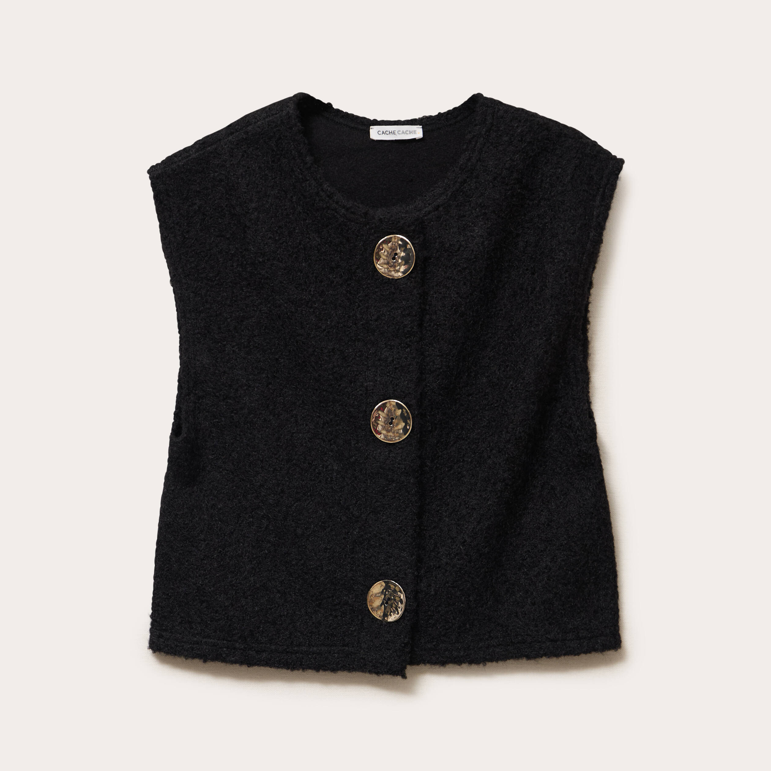 Gilet sans manches effet polaire noir femme