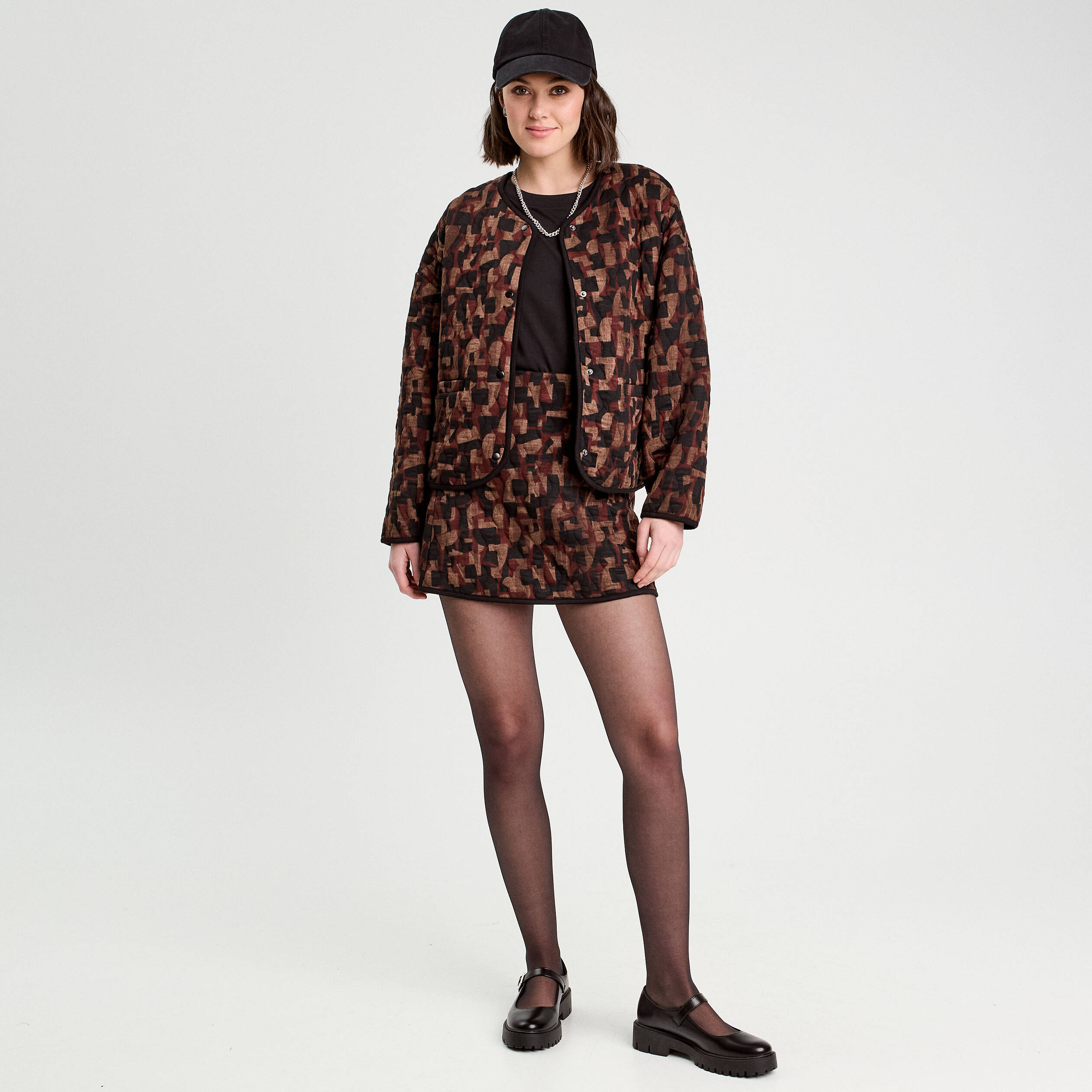 Veste matelass&eacute;e marron cognac femme