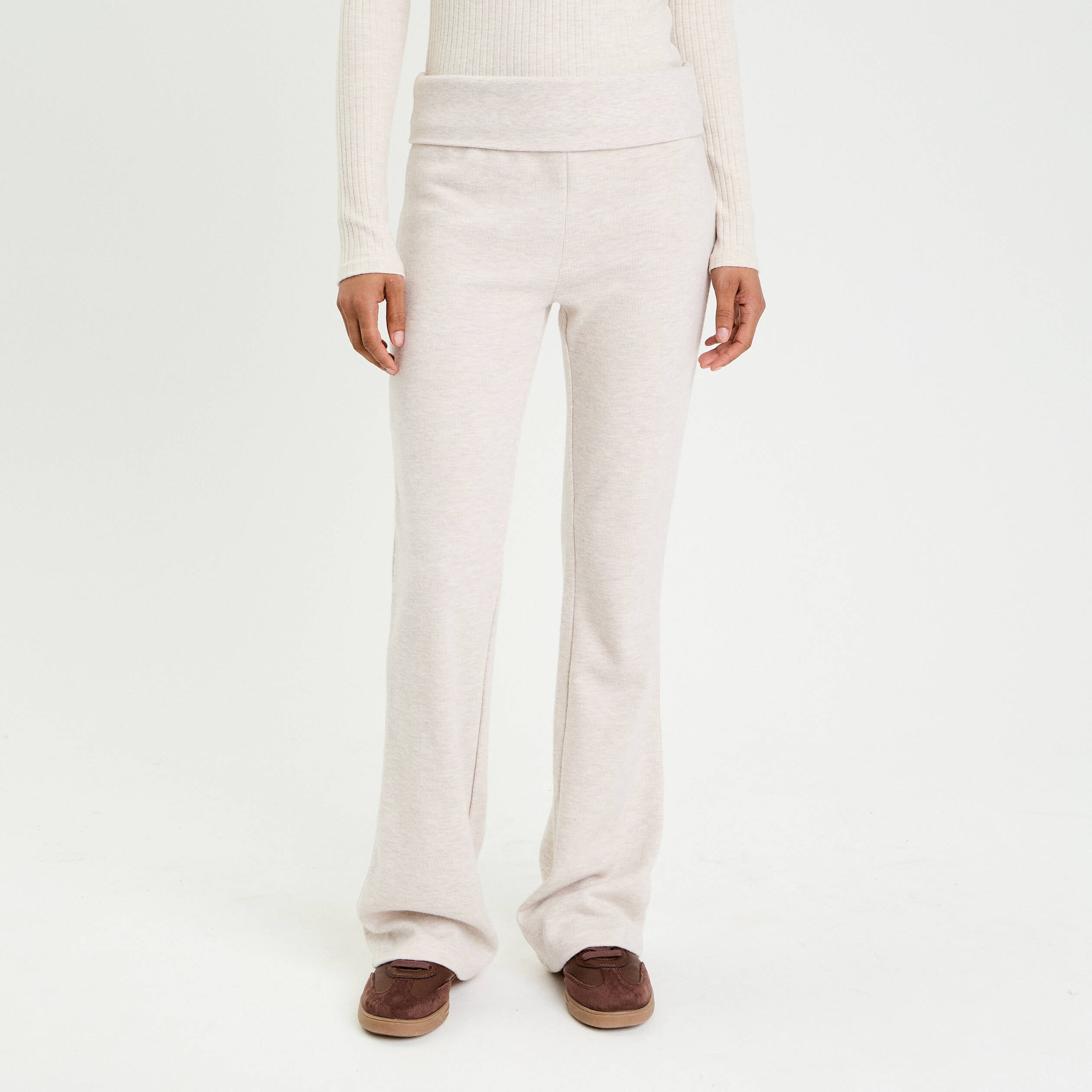 Pantalon bootcut taille standard sable femme