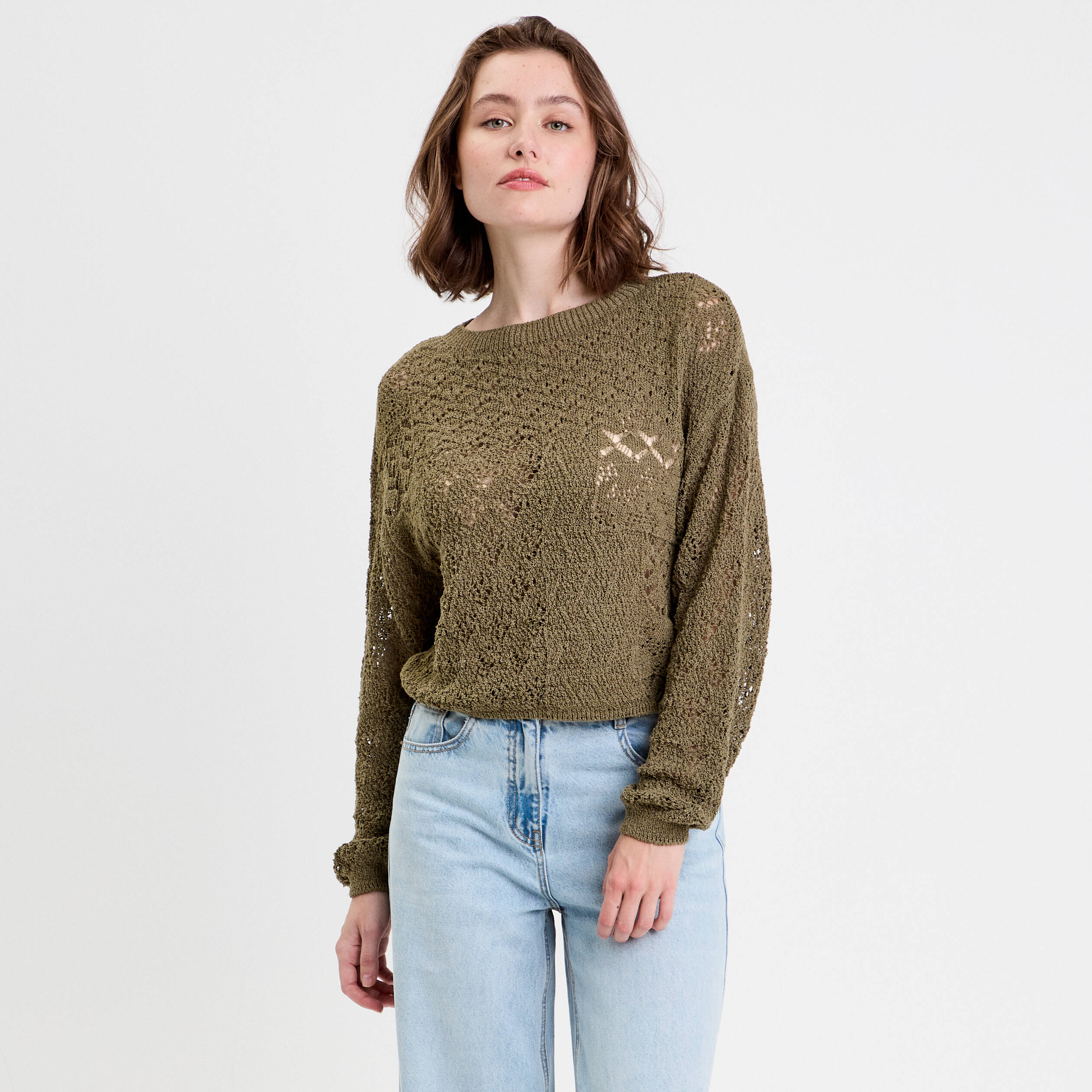 pull manches longues vert fonce femme Pull manches longues vert foncé femme