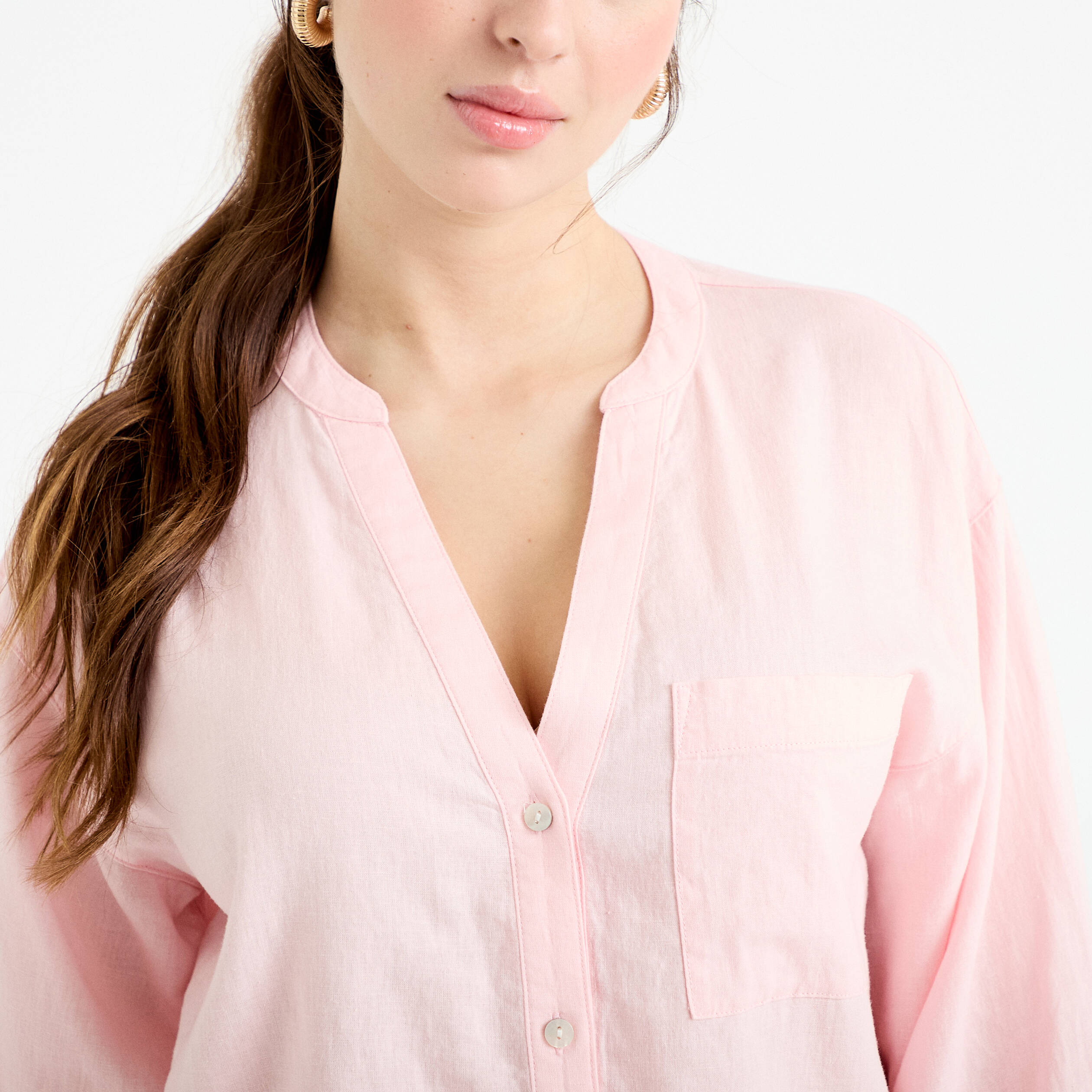 Blouse col V manches 3/4 rose clair femme
