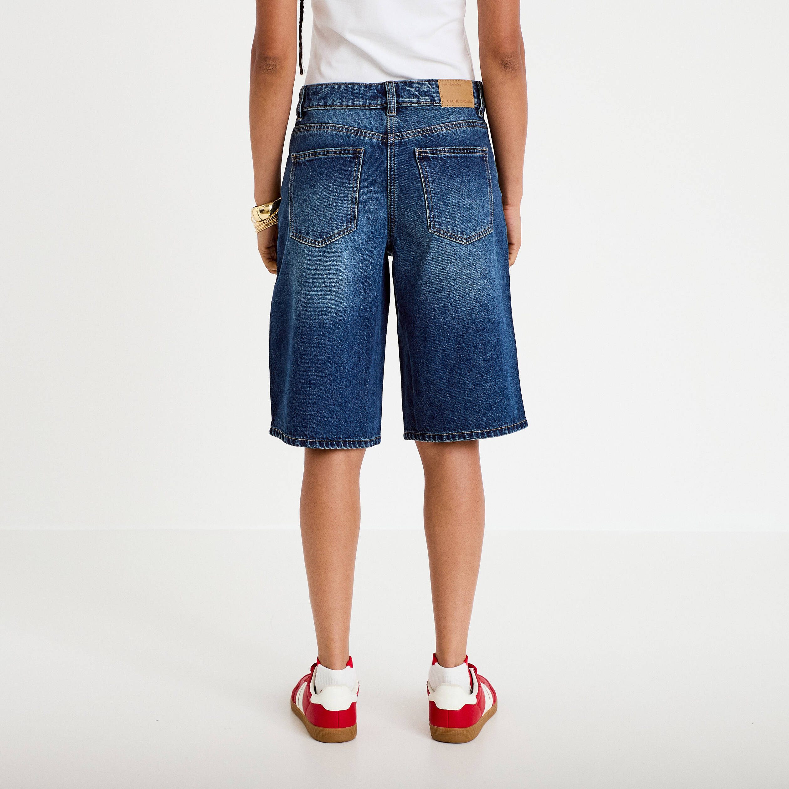 Bermuda en jean bleu fonc&eacute; femme
