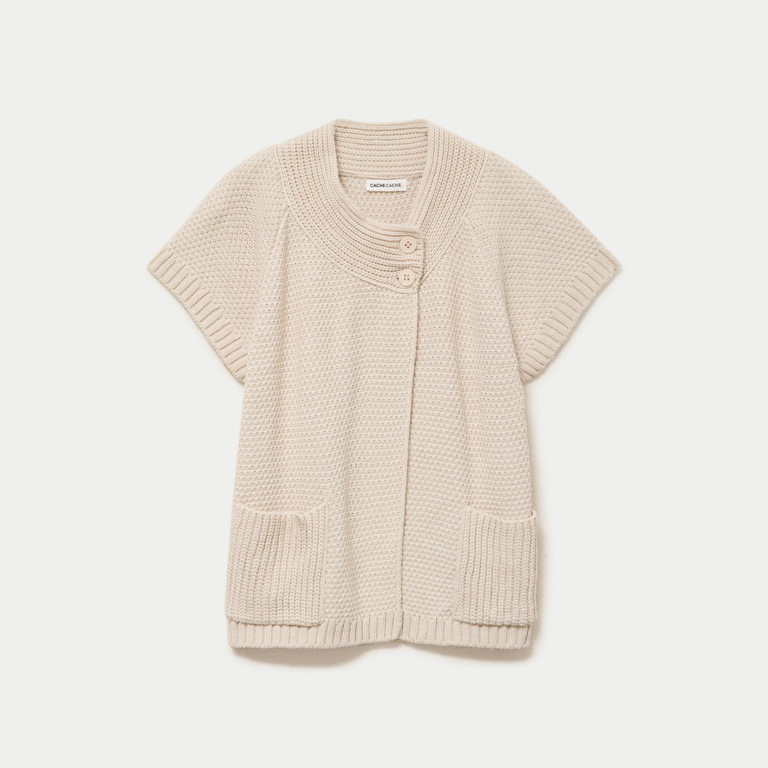 Gilet sans manches col montant beige femme