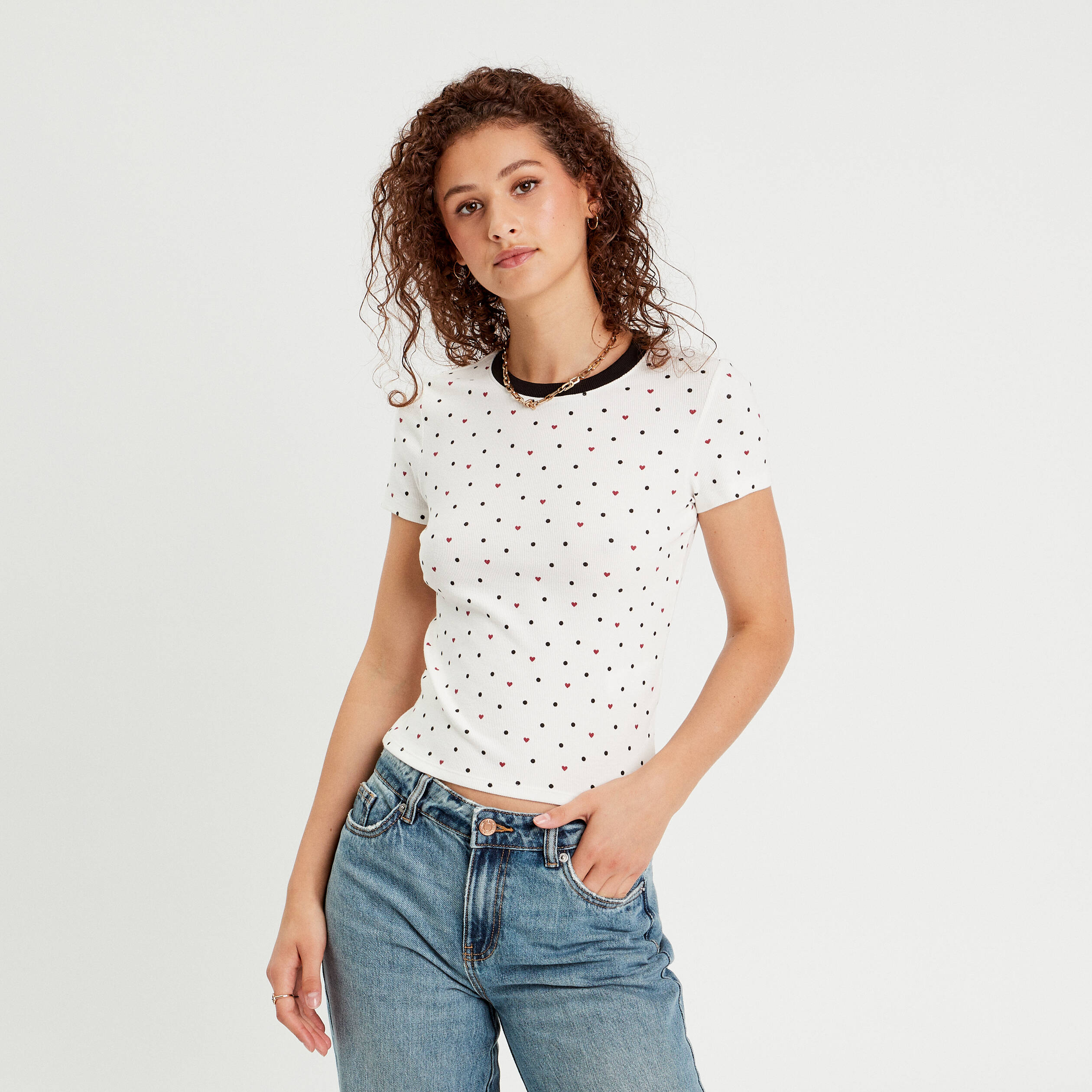 t shirt ajuste manches courtes blanc femme T-shirt ajusté manches courtes blanc femme