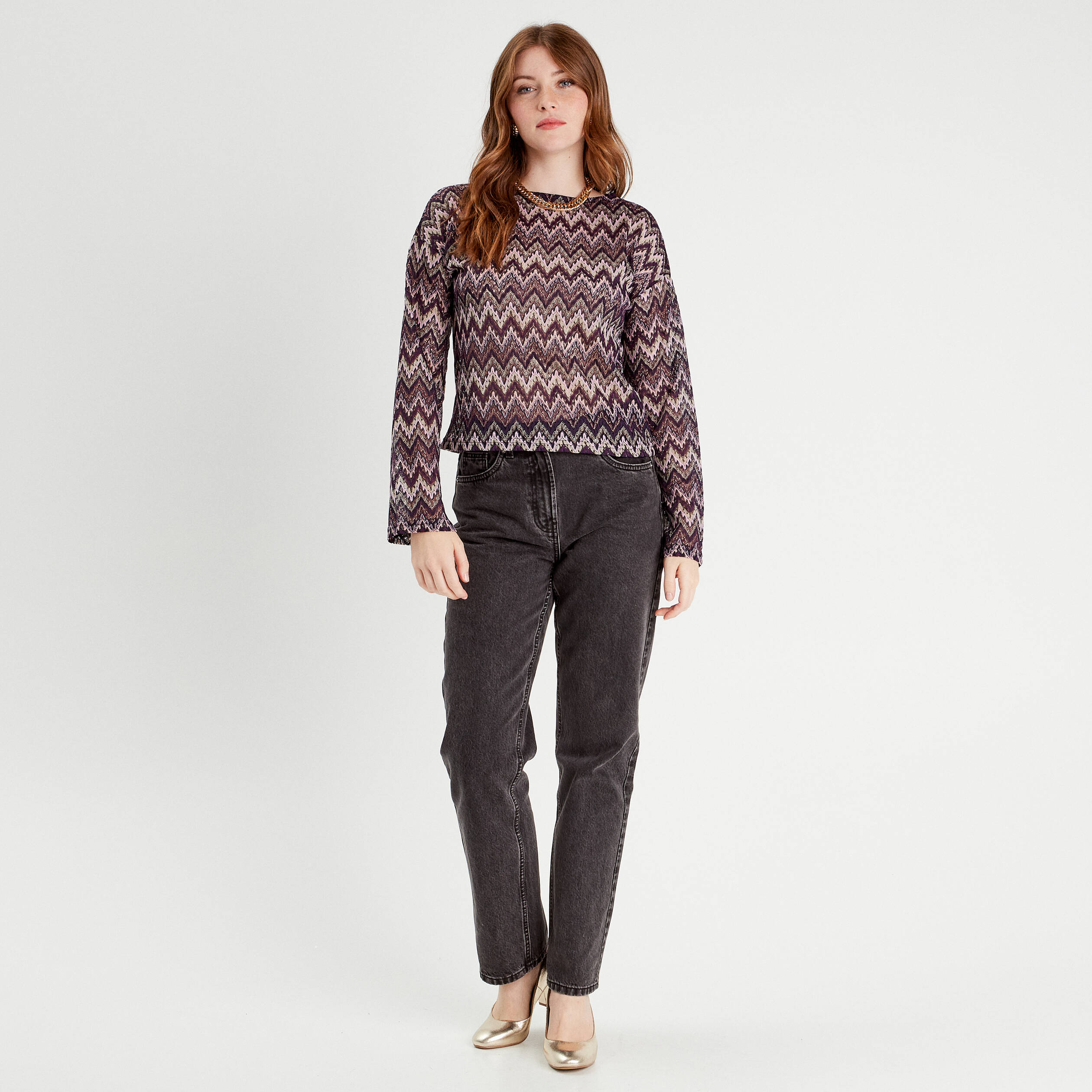 T-shirt De Nuit Manches Longues Camille - Viscose Ecovero, Col V Dentelle - Pour Femme