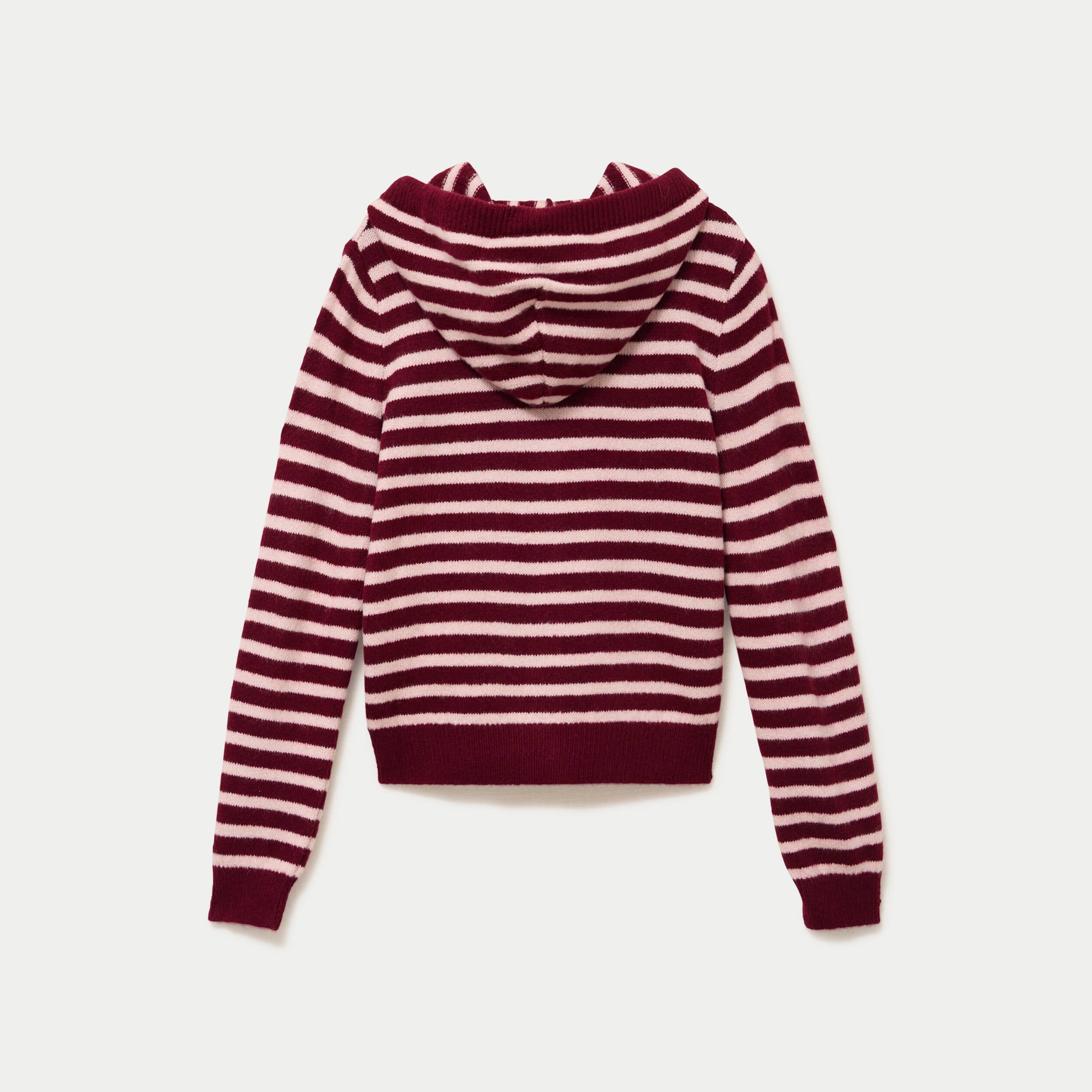 Gilet &agrave; capuche manches longues bordeaux femme