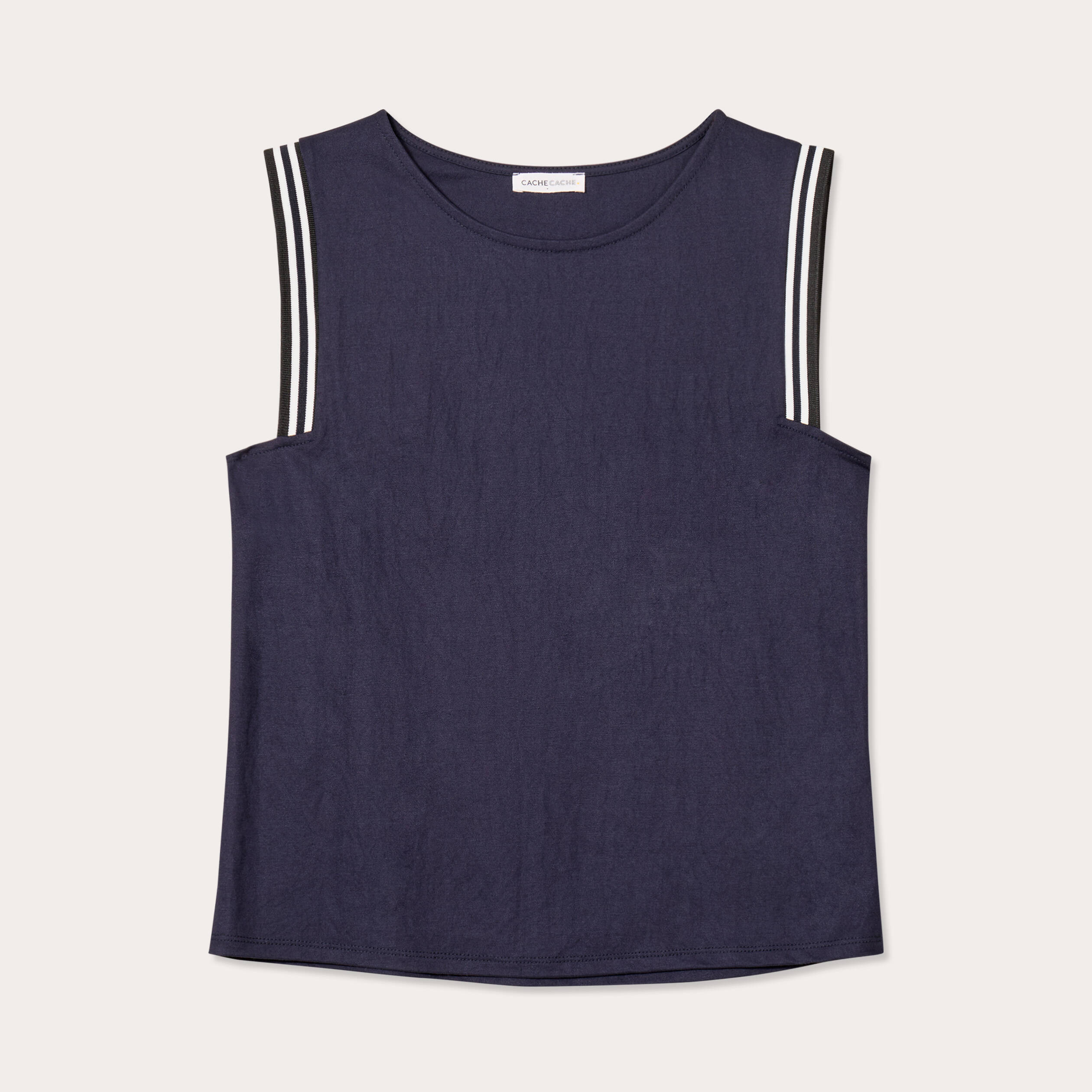 D&eacute;bardeur sans manches bleu marine femme