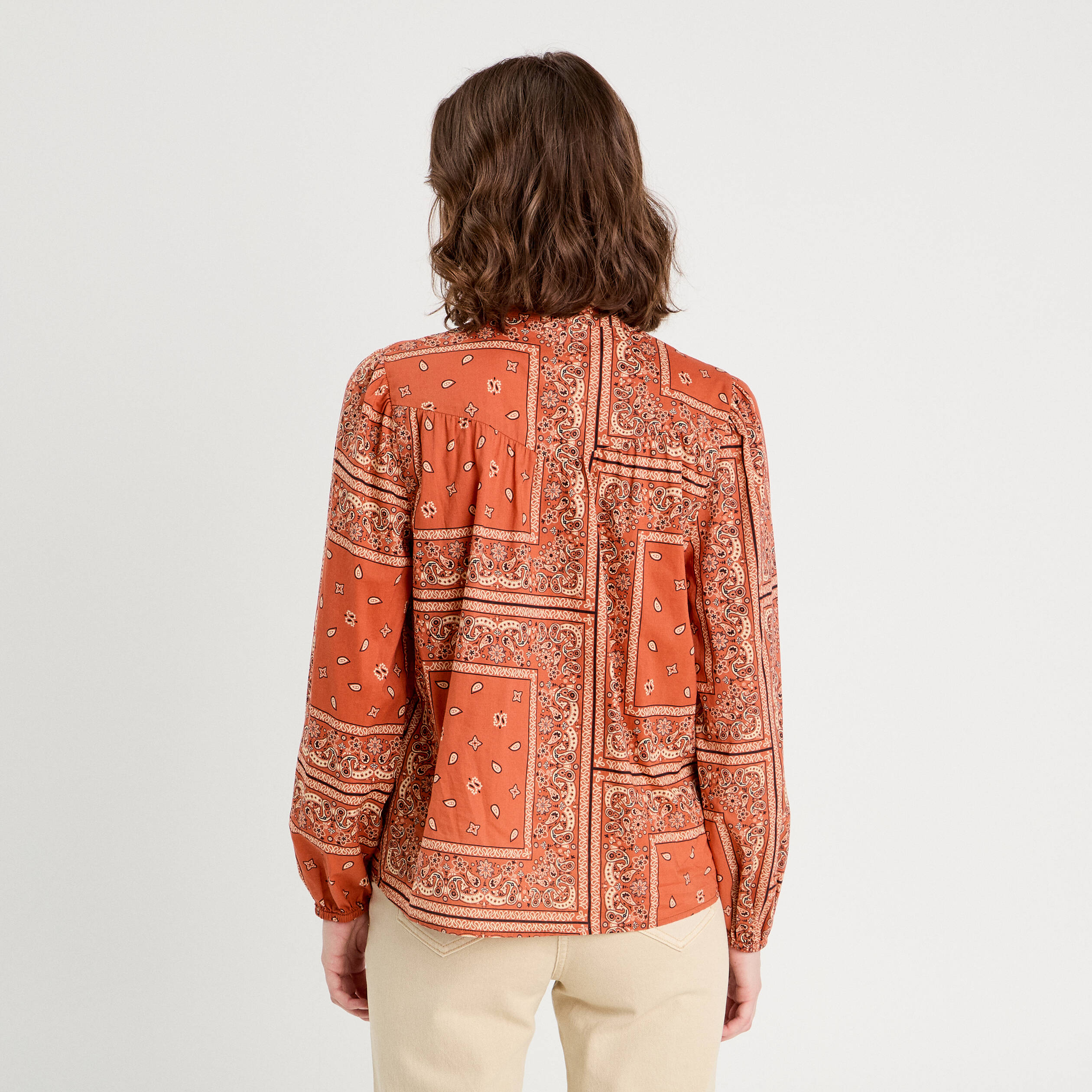 Blouse manches longues terracotta femme
