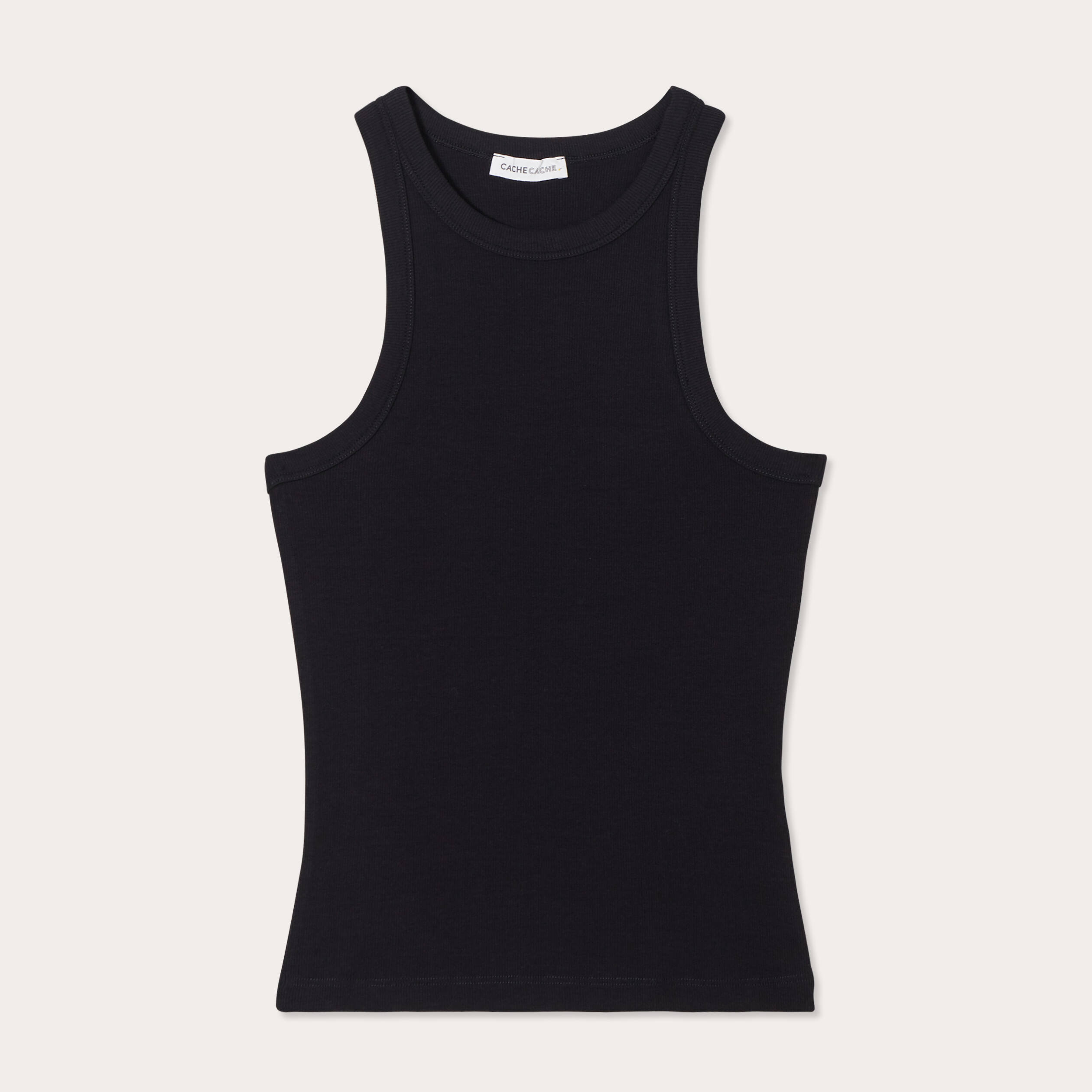 Débardeur côtelé noir femme