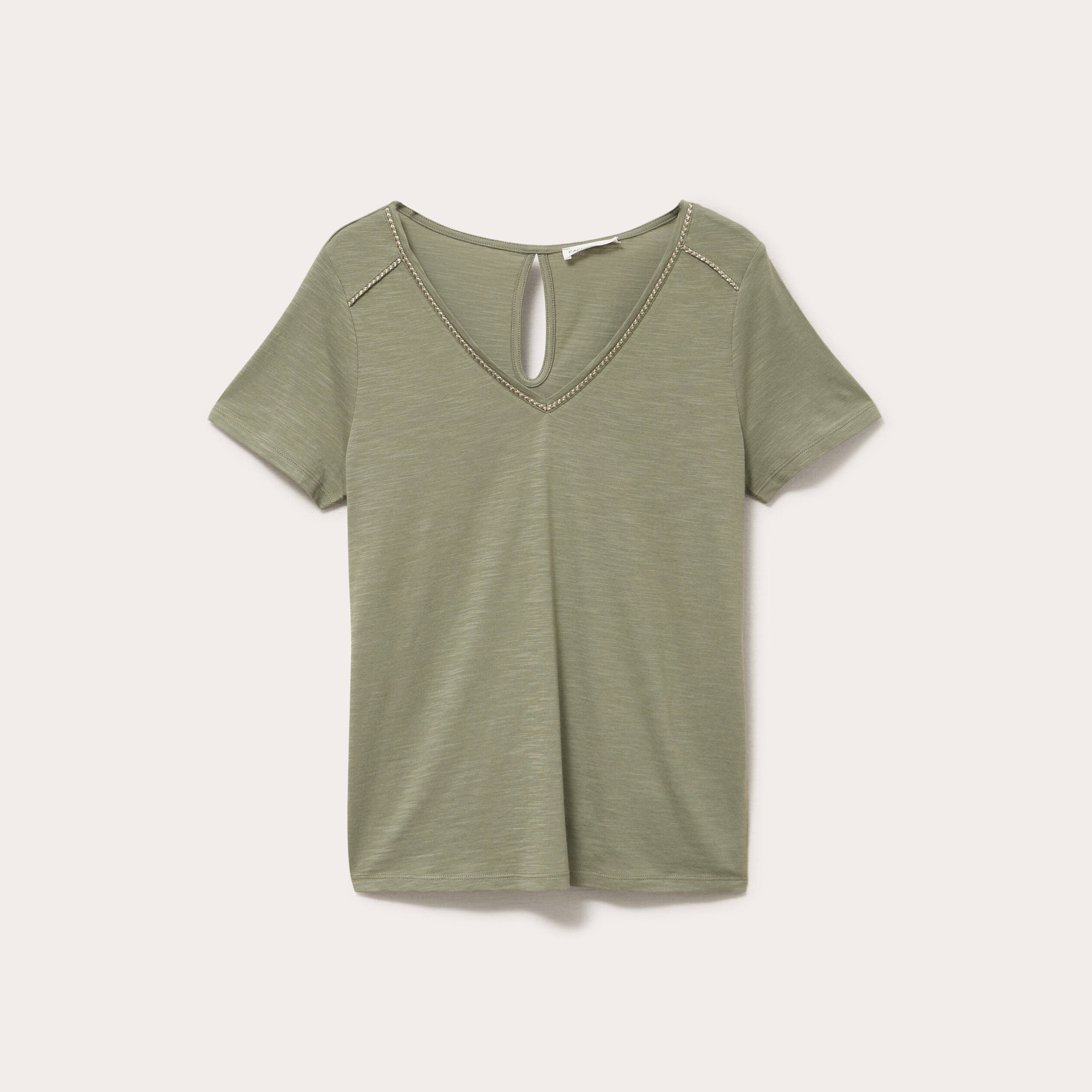 T-shirt manches courtes vert kaki femme