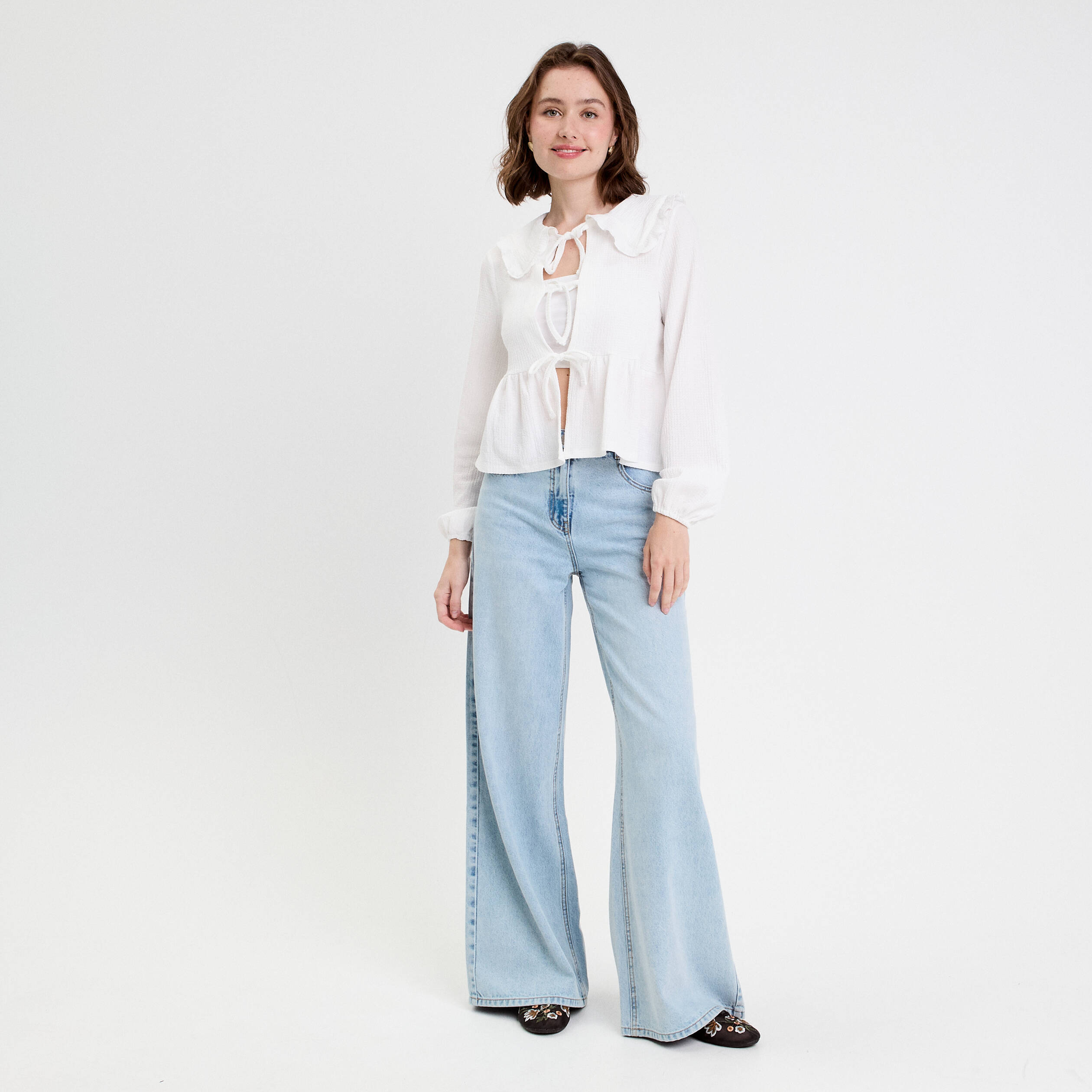 blouse ajustee manches longues ecru femme Blouse ajustée manches longues ecru femme