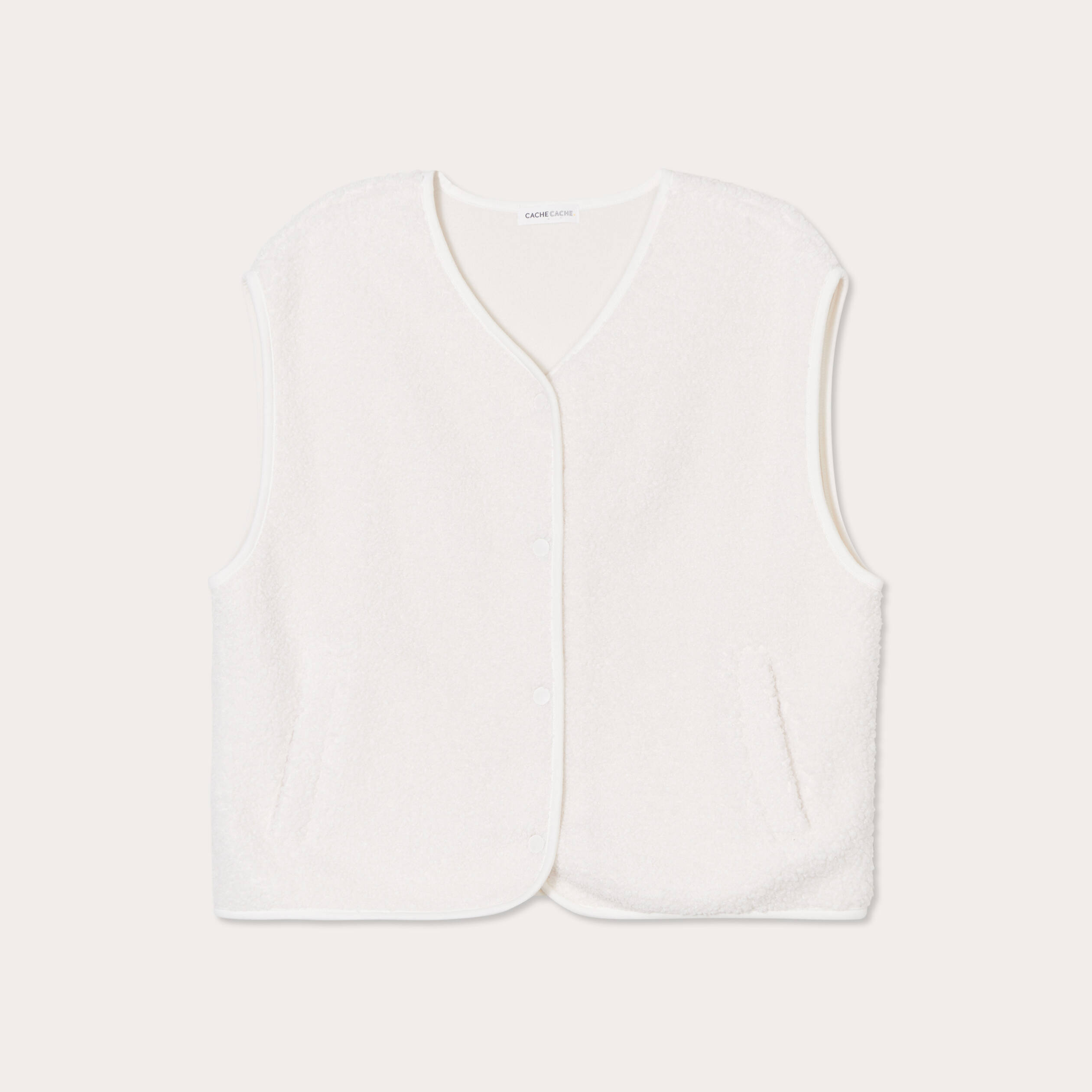 Gilet sans manches effet polaire ecru femme