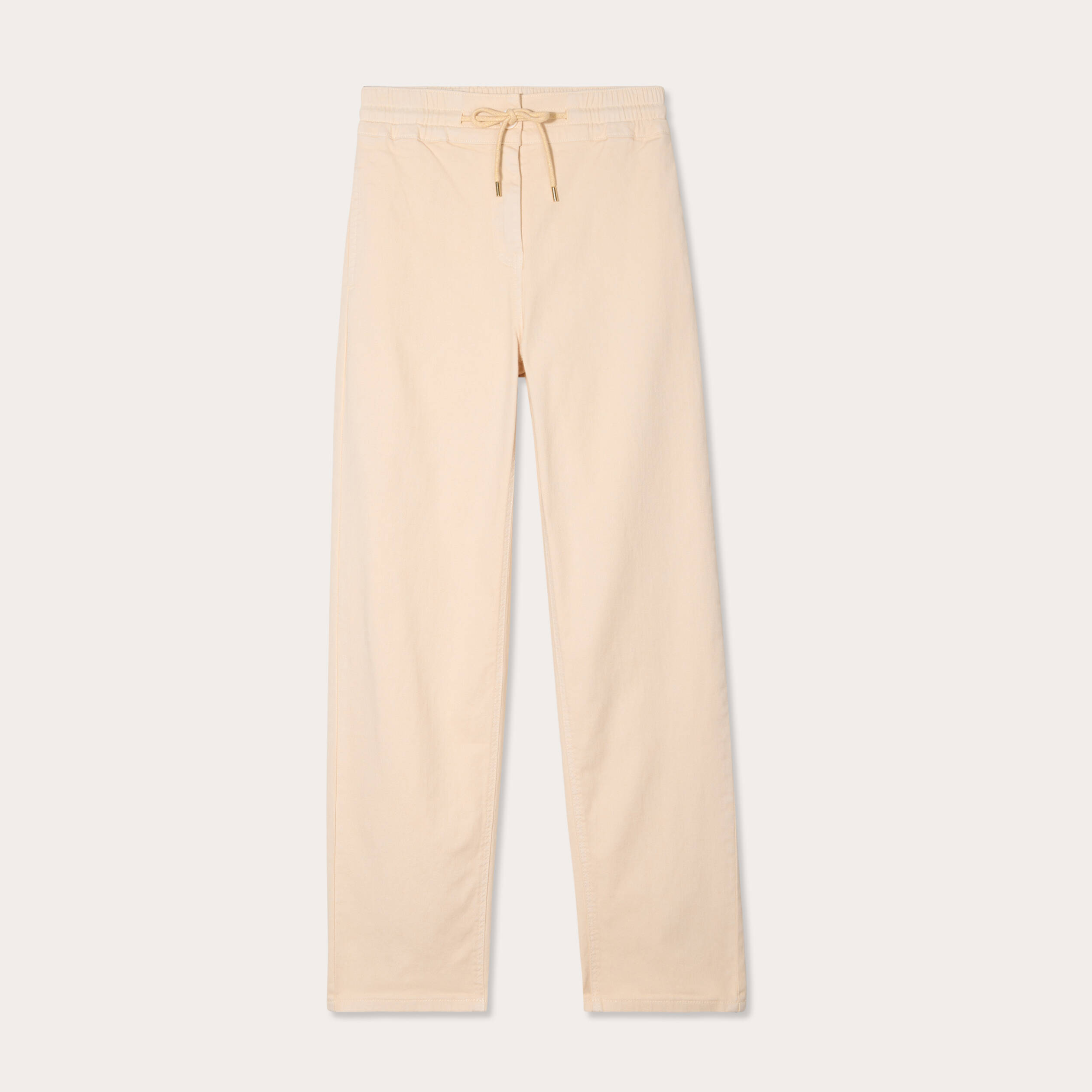 Pantalon large &eacute;lastiqu&eacute; ecru femme