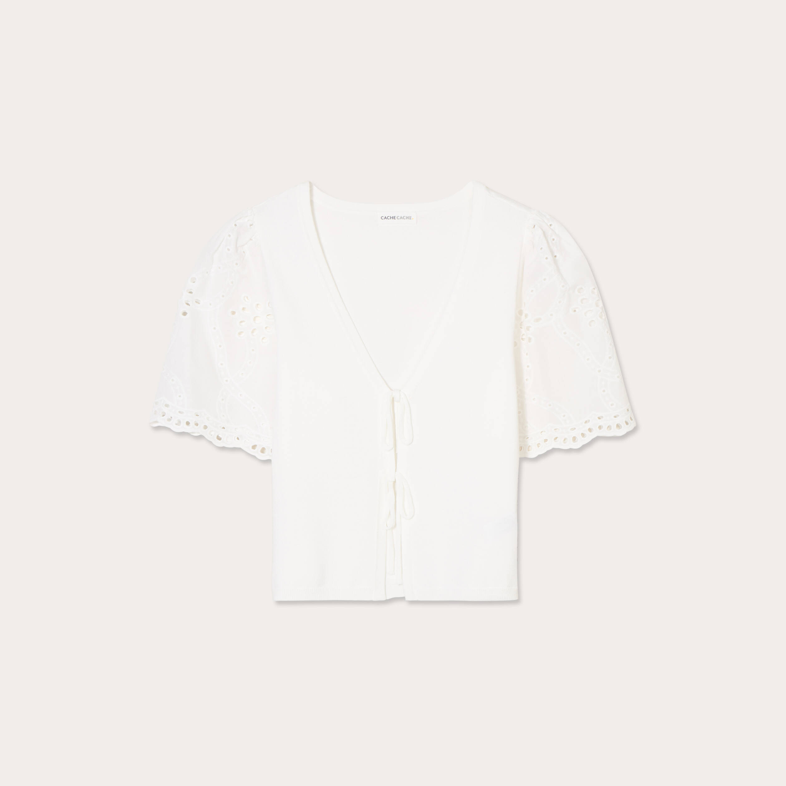 gilet manches brodees blanc femme Gilet manches brodées blanc femme