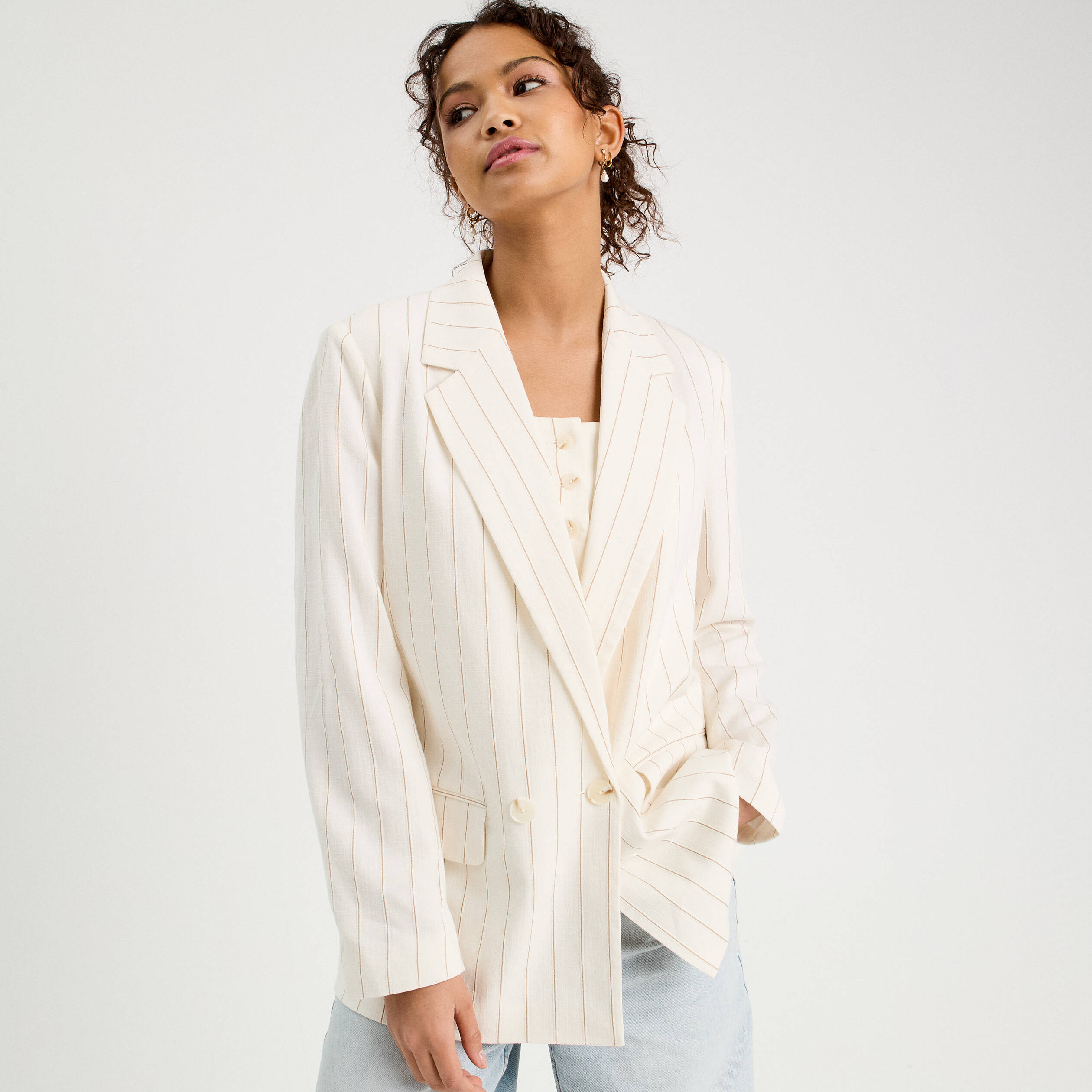 Veste blazer manches longues blanc femme