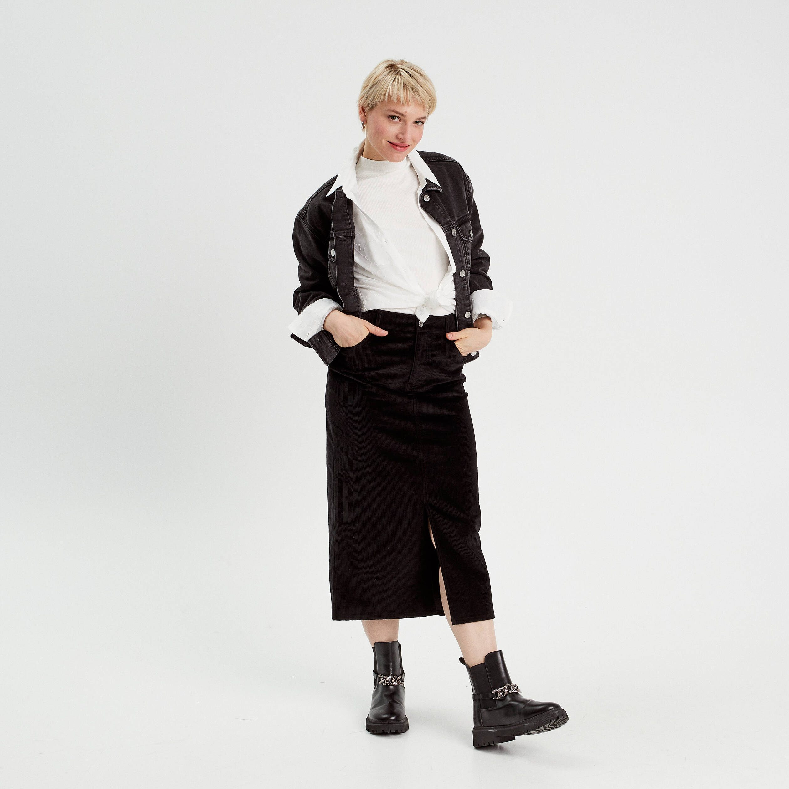jupe midi droite velours noir femme Jupe midi droite velours noir femme