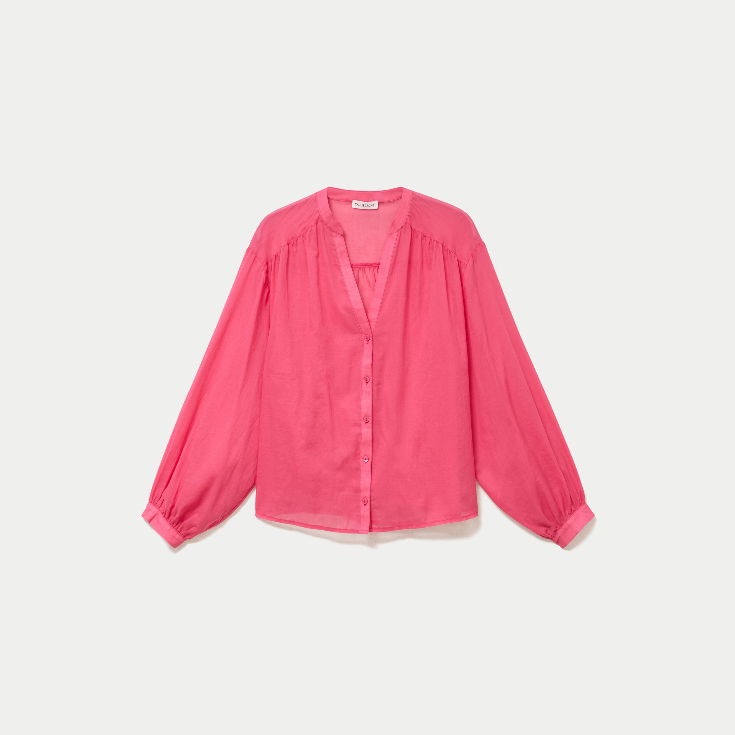 Blouse oversize manches longues rose fushia femme