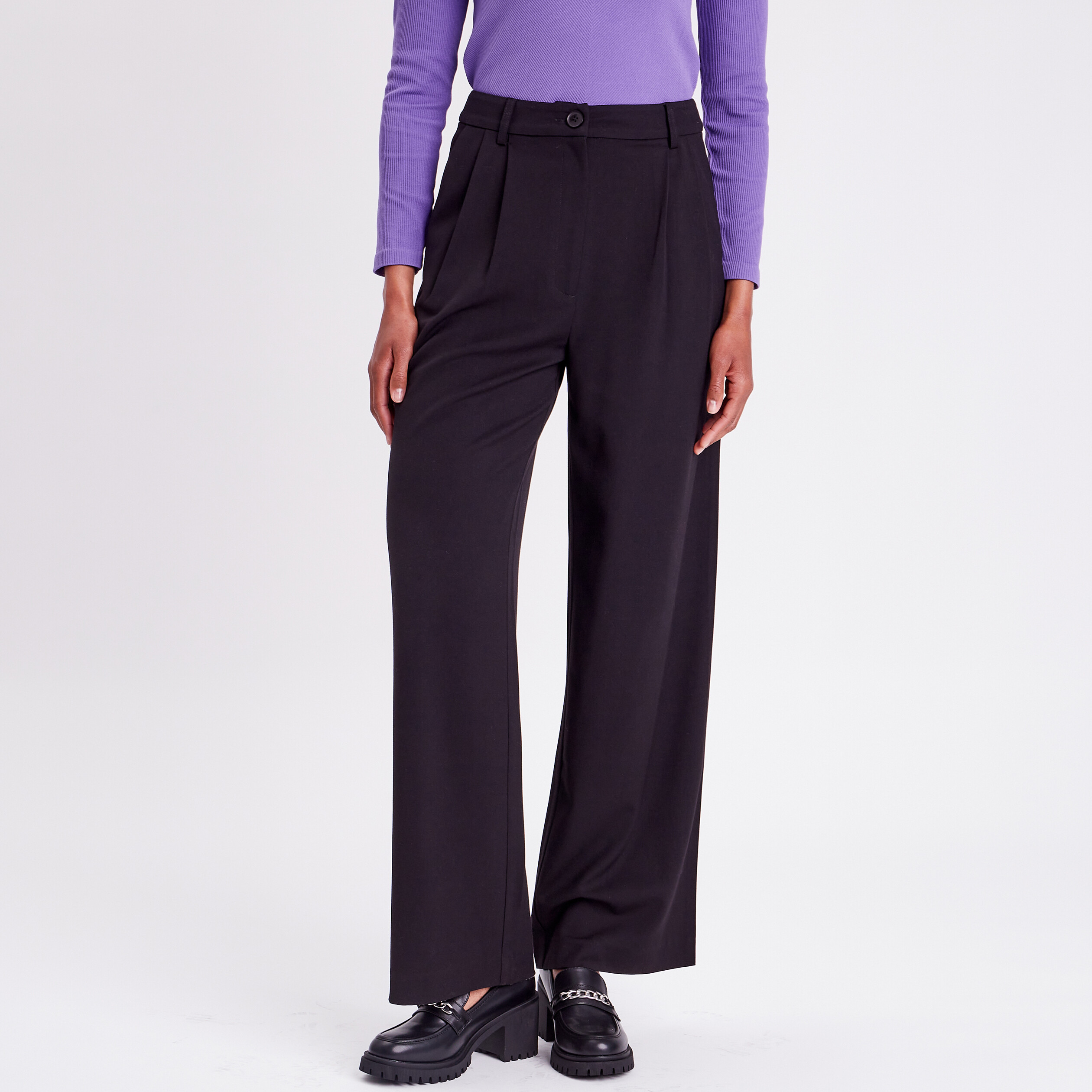 pantalon city droit pinces noir femme Pantalon city droit pinces noir femme