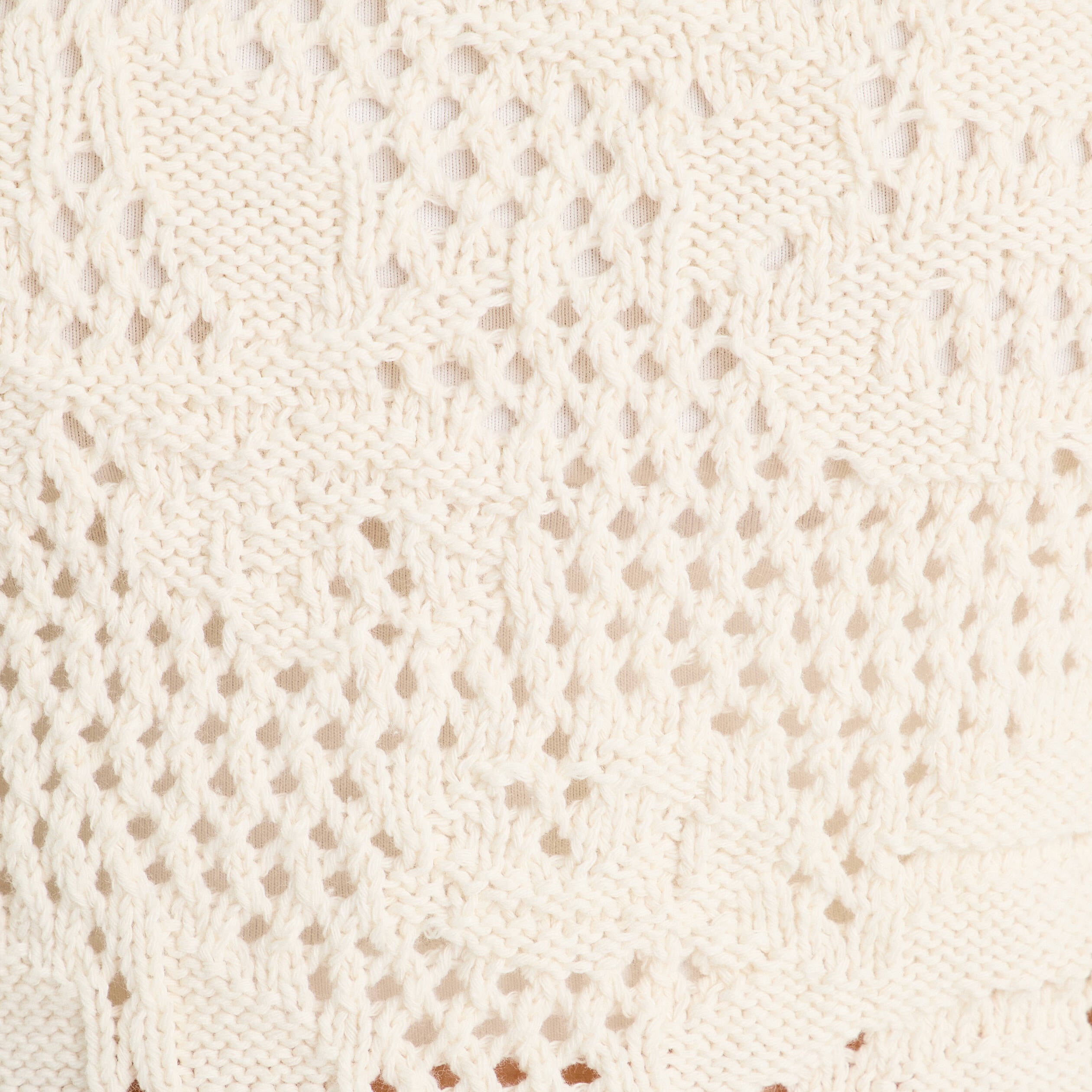 Pull ajour&eacute; manches longues ecru femme