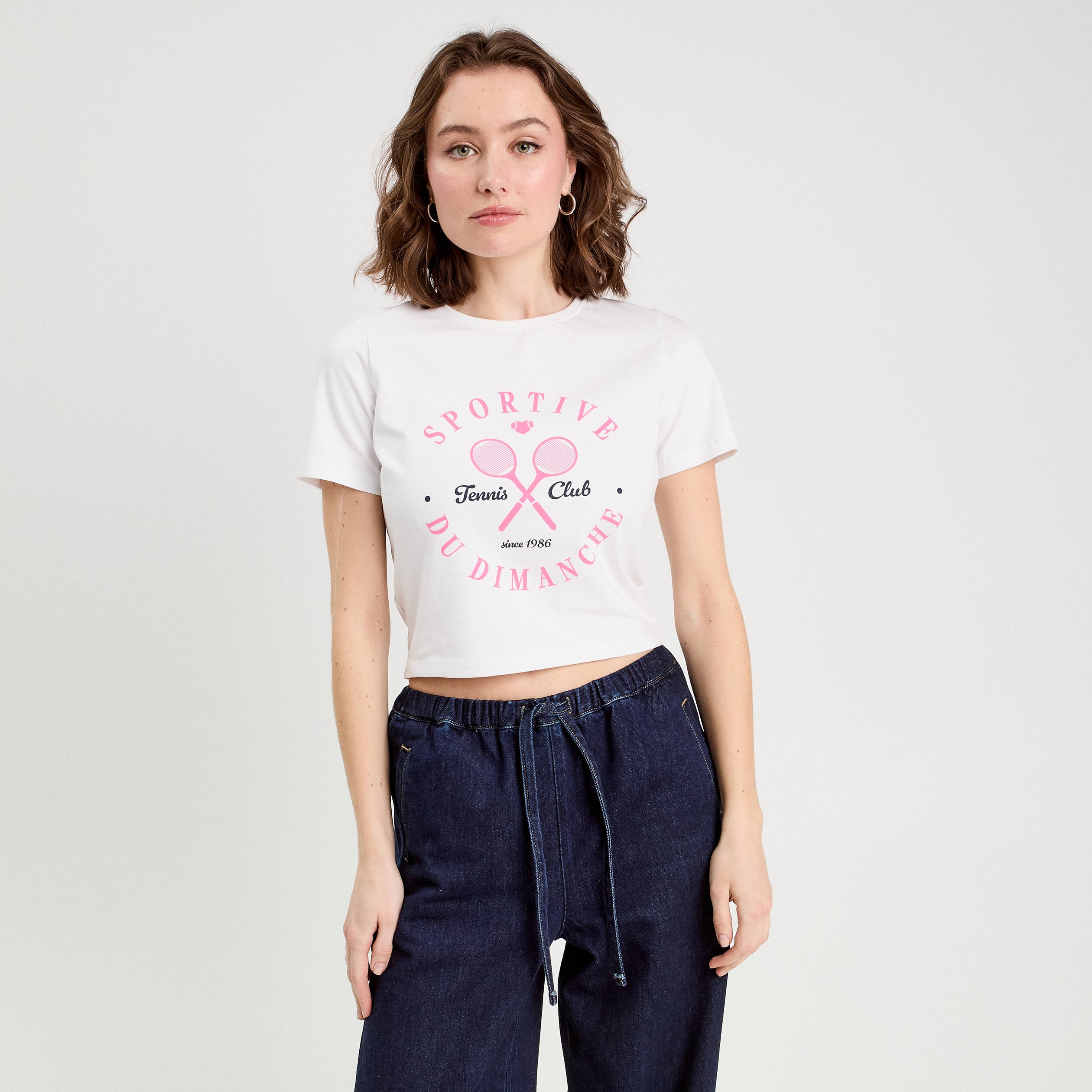 T-shirt cropped blanc femme