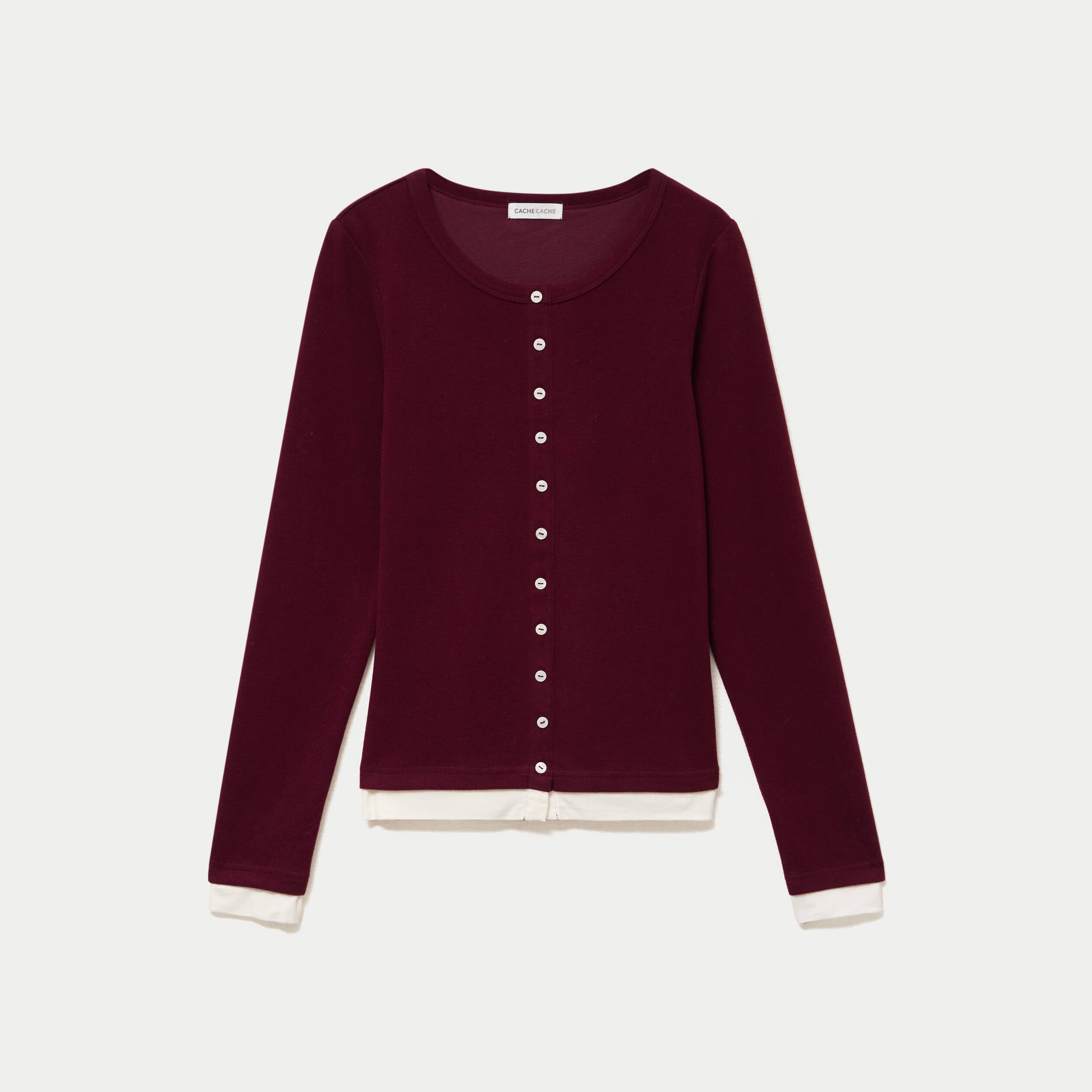 Doudou col rond manches longues bordeaux femme