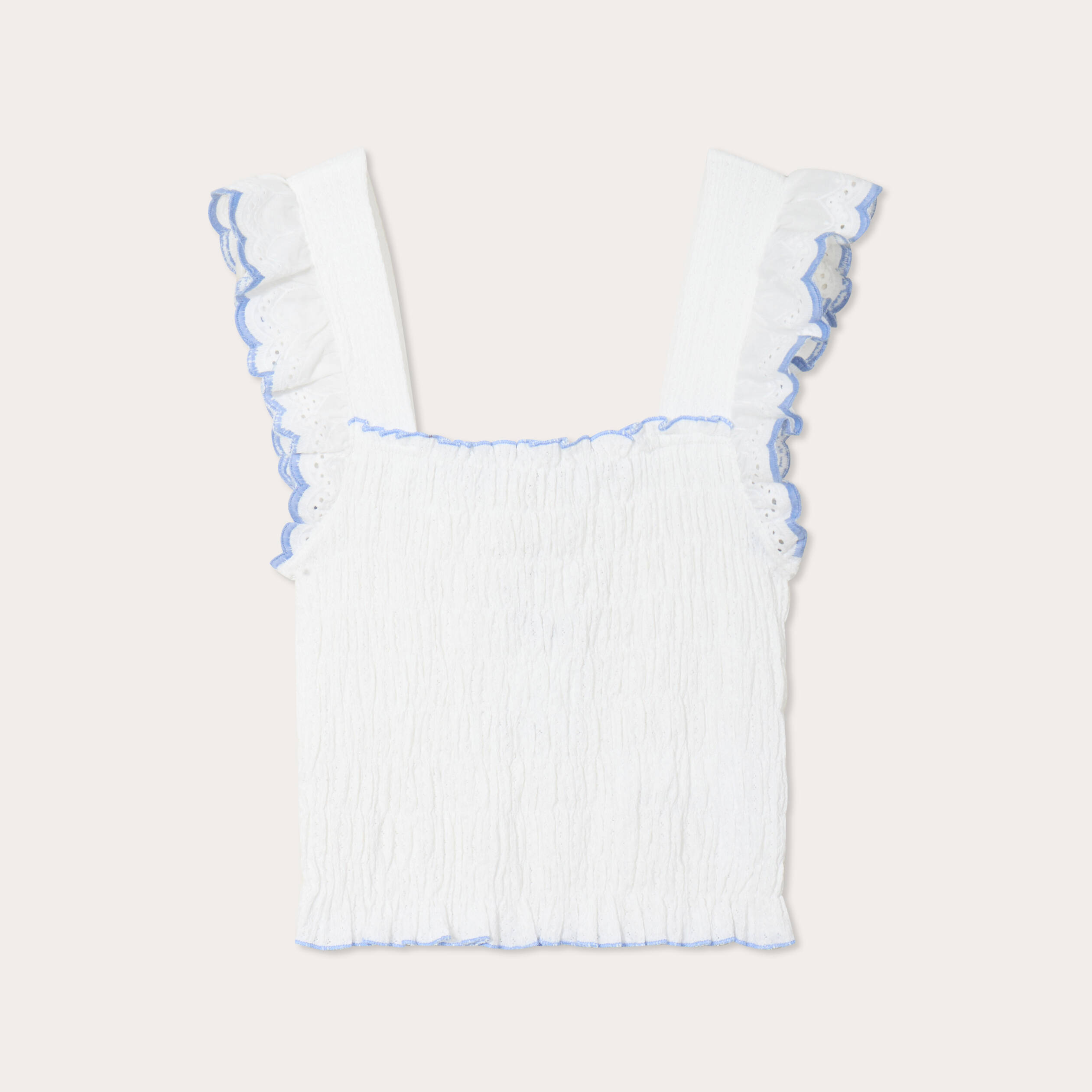 D&eacute;bardeur smock&eacute; blanc femme