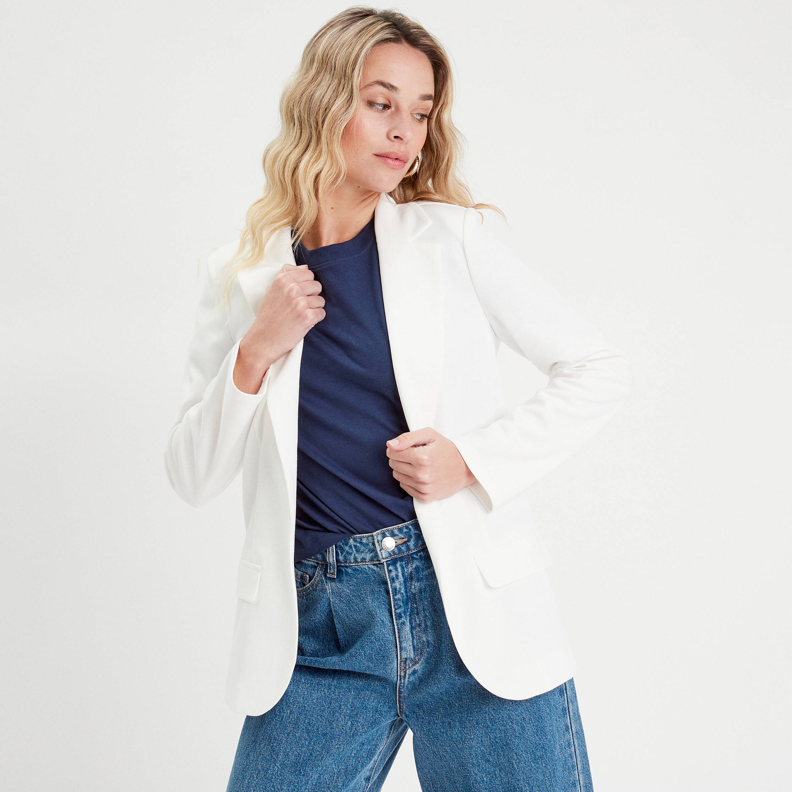 veste blazer cintree ecru femme Veste blazer cintrée ecru femme
