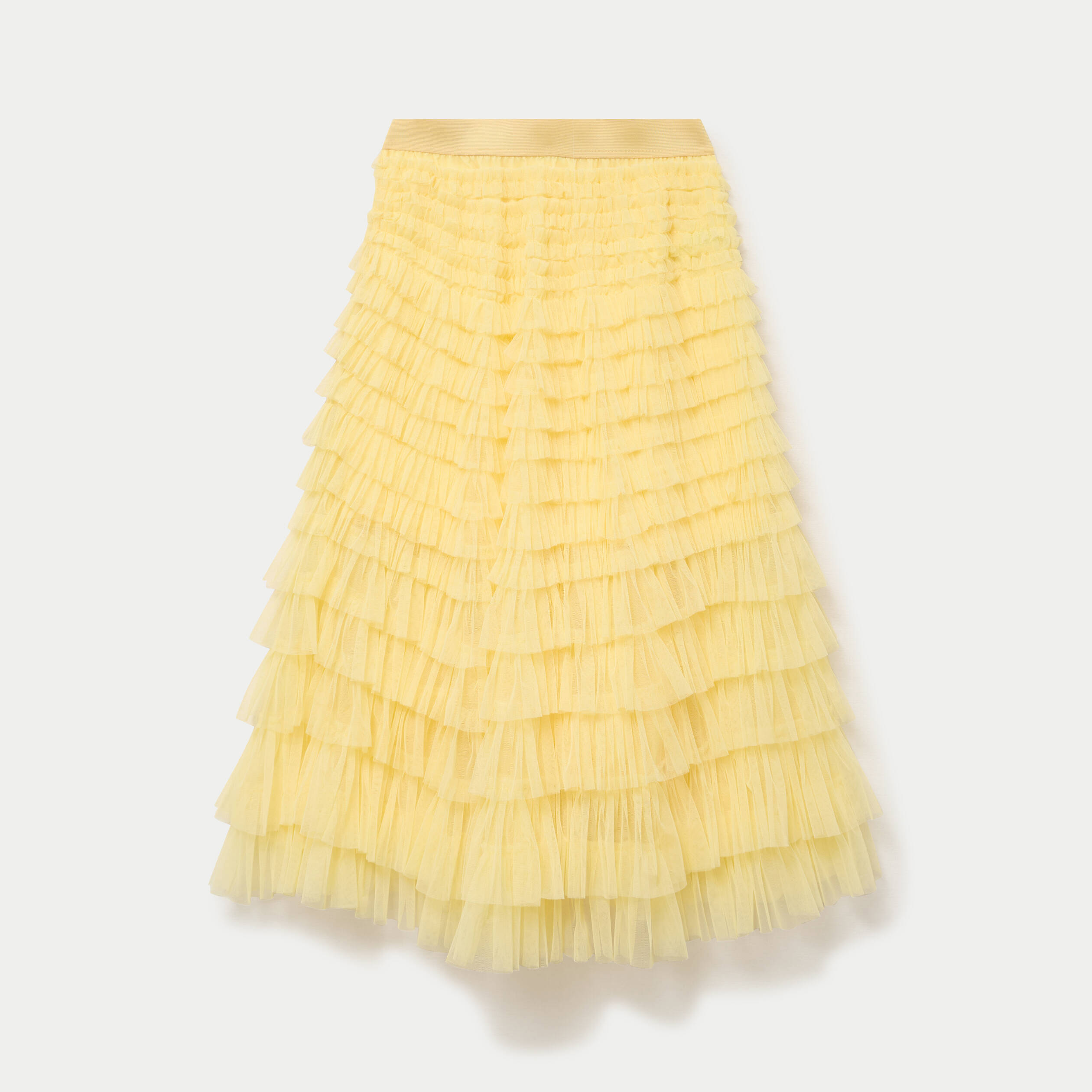 Jupe longue &eacute;vas&eacute;e jaune pastel femme