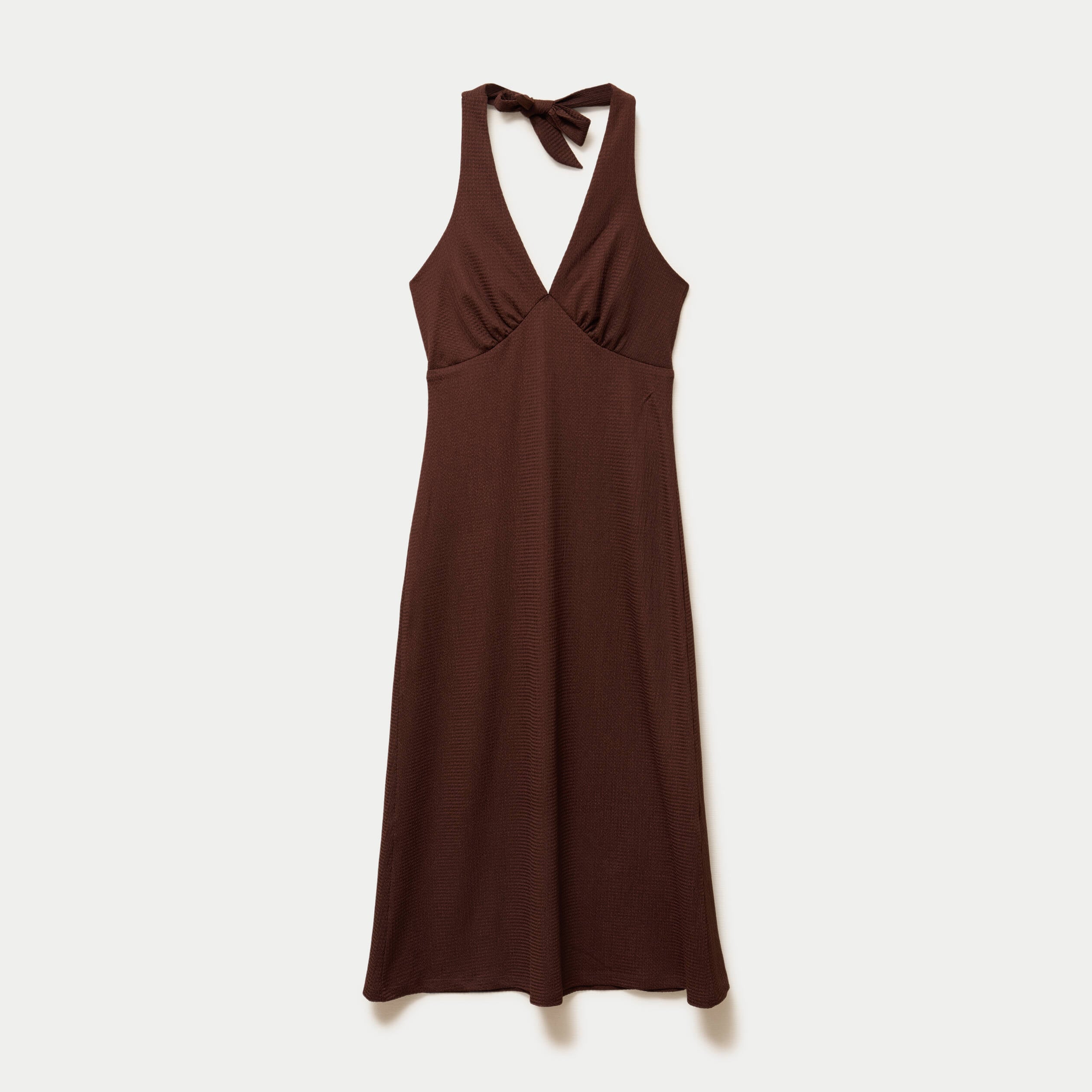 Robe &eacute;vas&eacute;e 3/4 sans manches col v marron femme