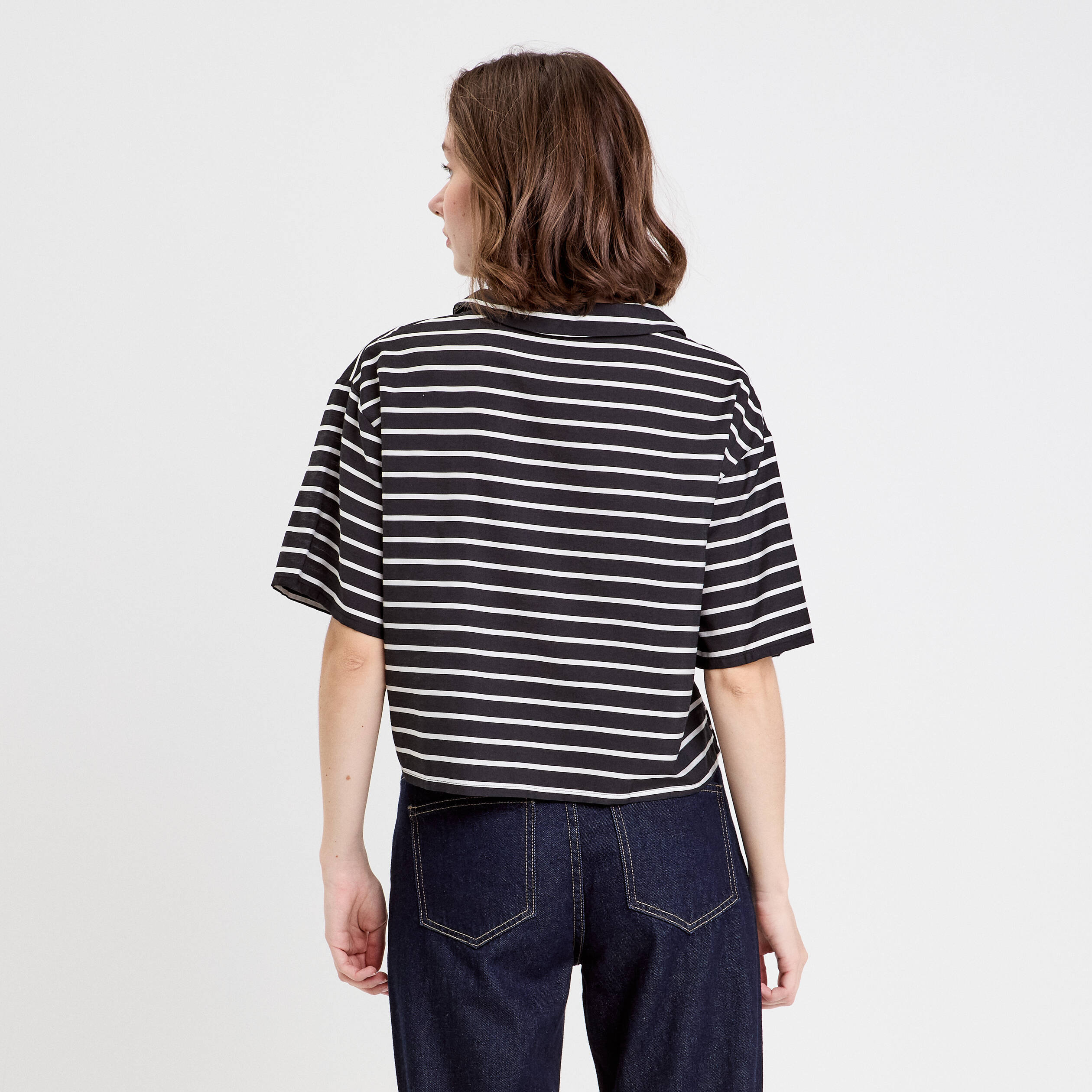 blouse col v manches courtes noir femme Blouse col V manches courtes noir femme