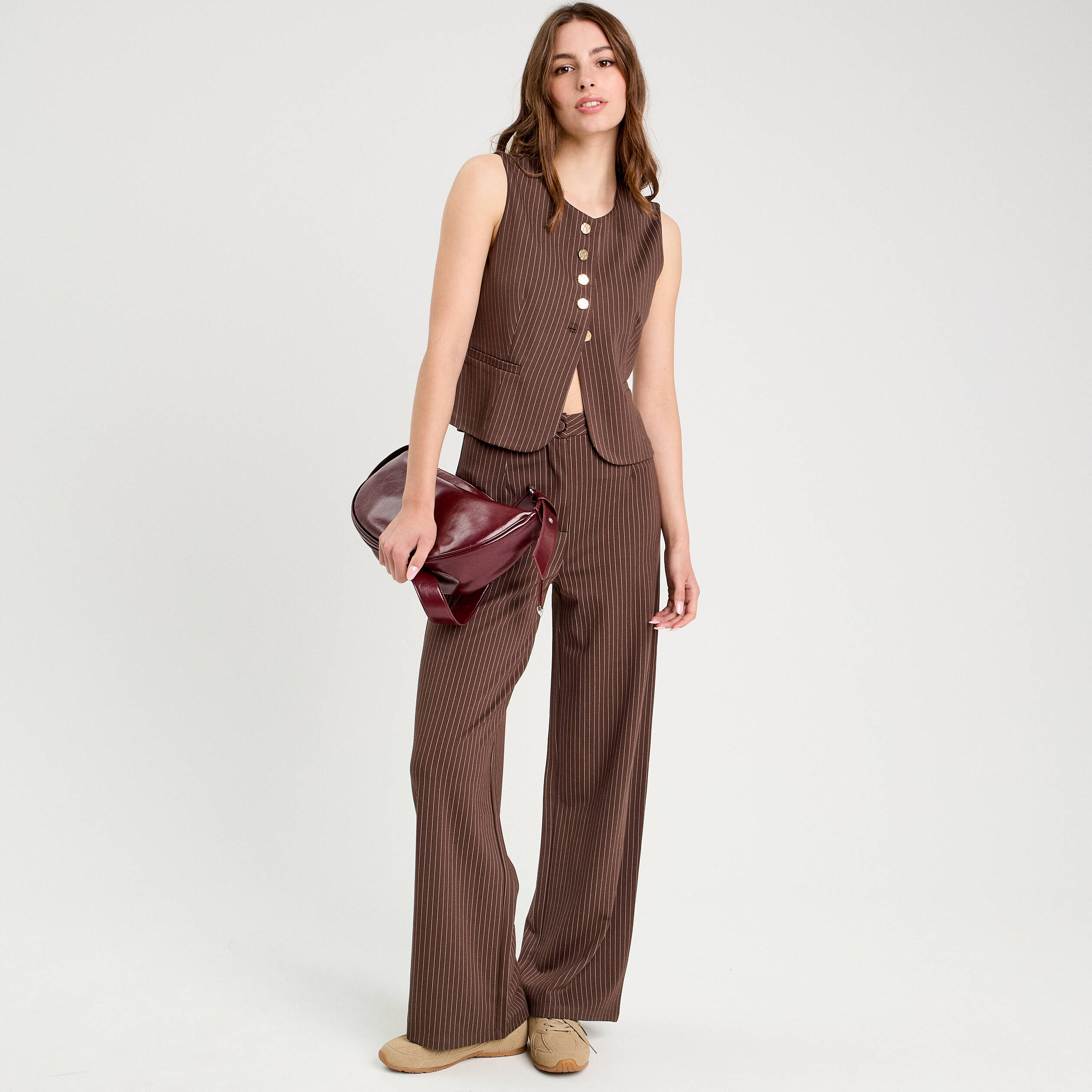 Veston sans manches marron chocolat femme
