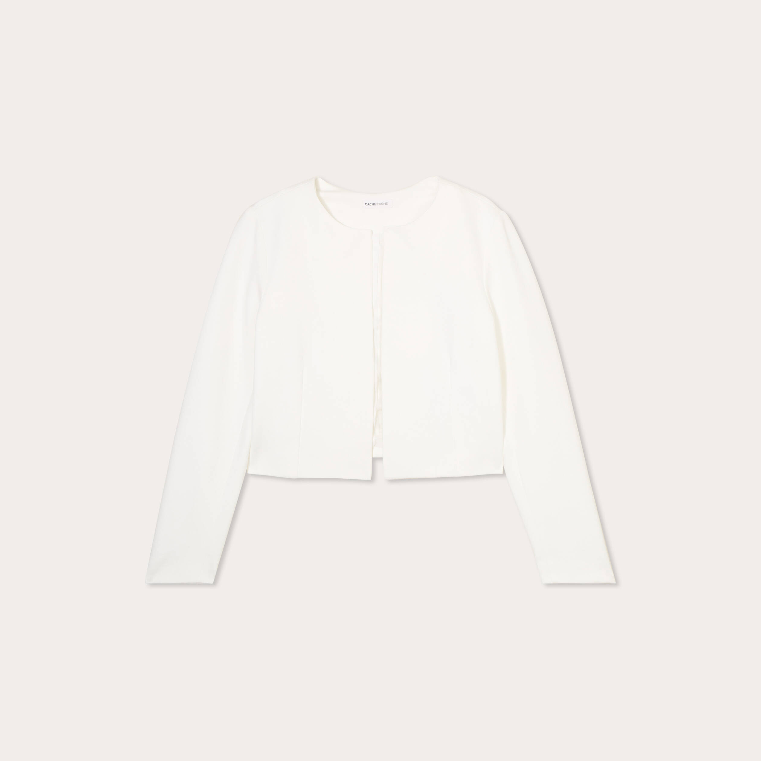 Veste courte cintr&eacute;e ecru femme