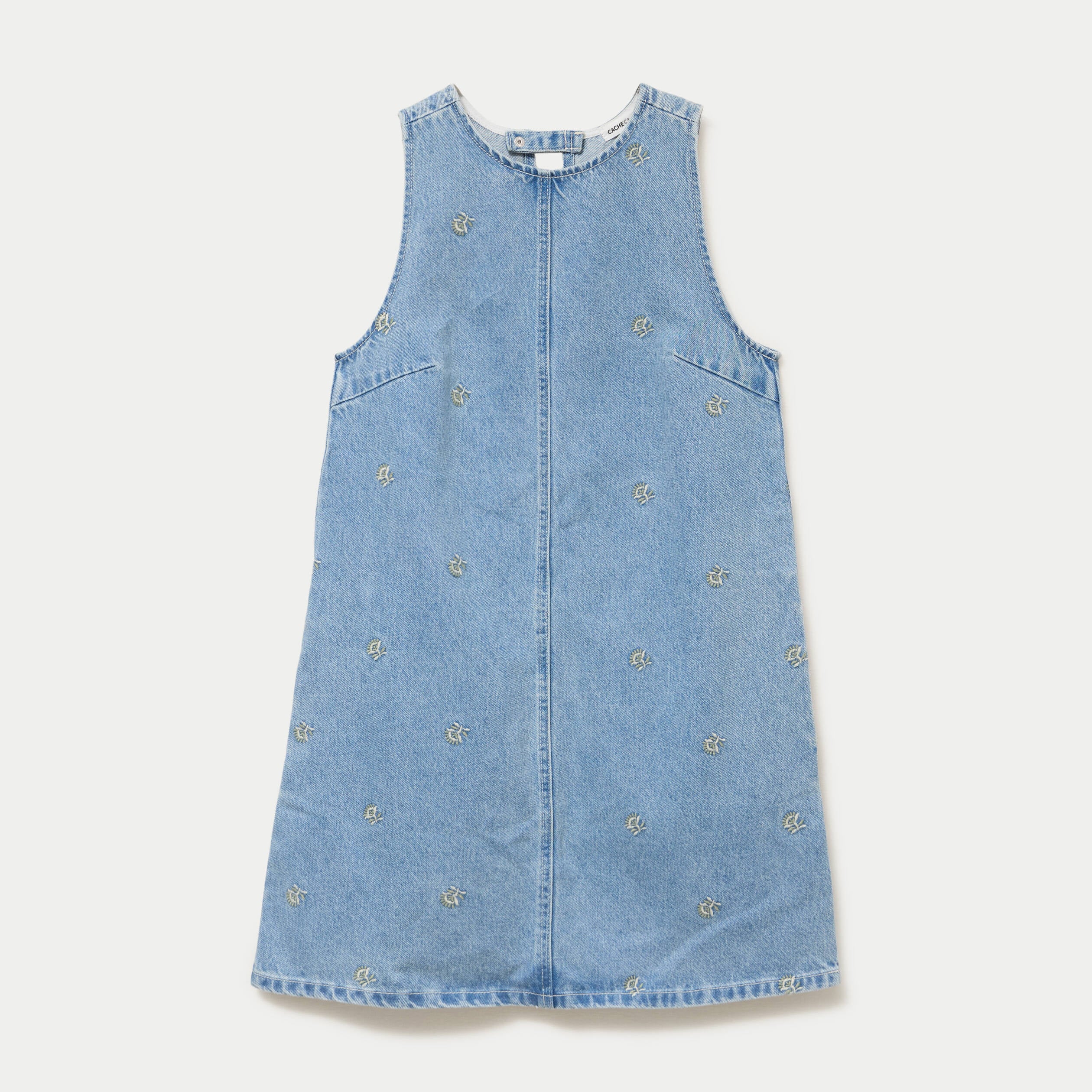 Robe courte &eacute;vas&eacute;e en jean sans manches bleu femme