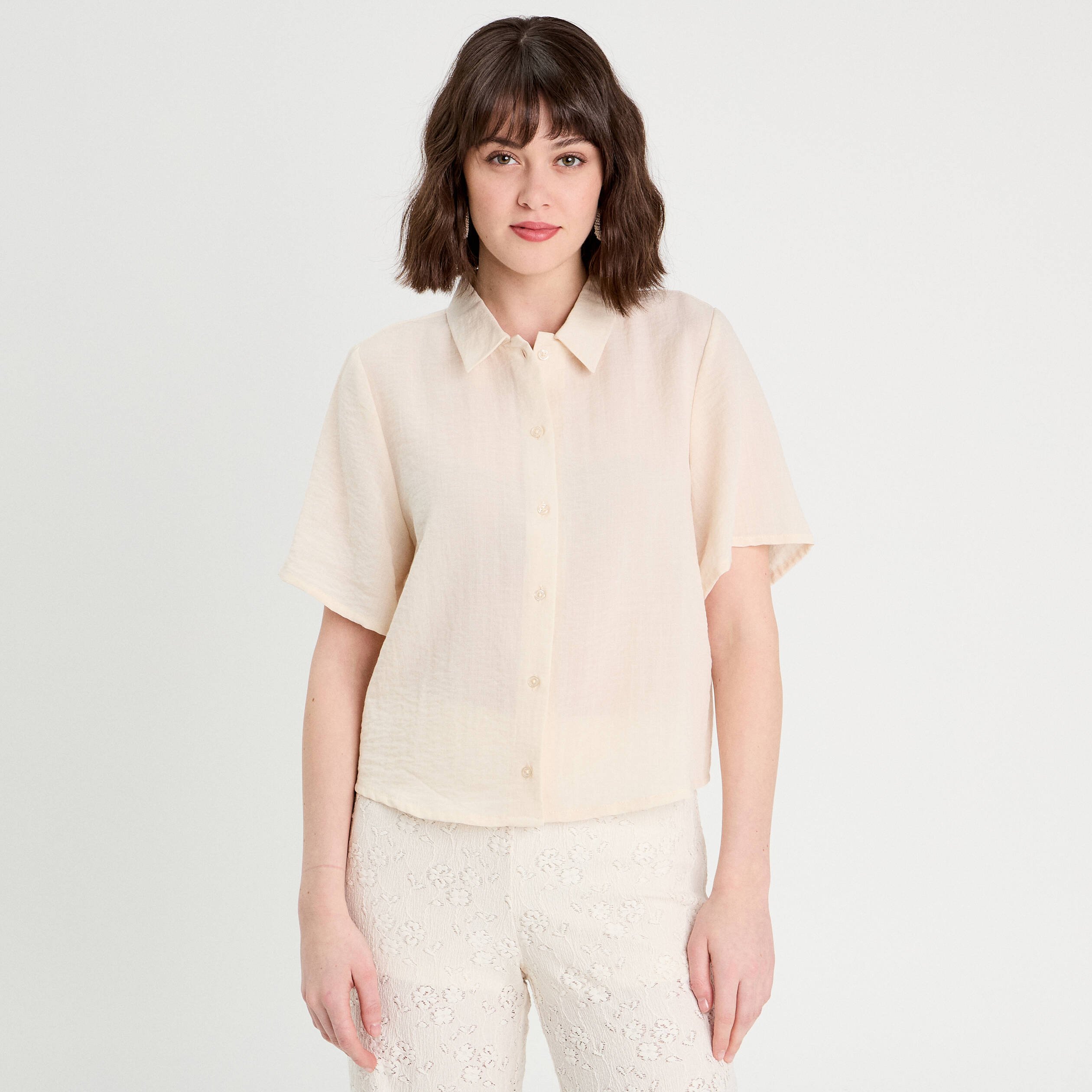 chemise manches courtes ecru femme Chemise manches courtes ecru femme