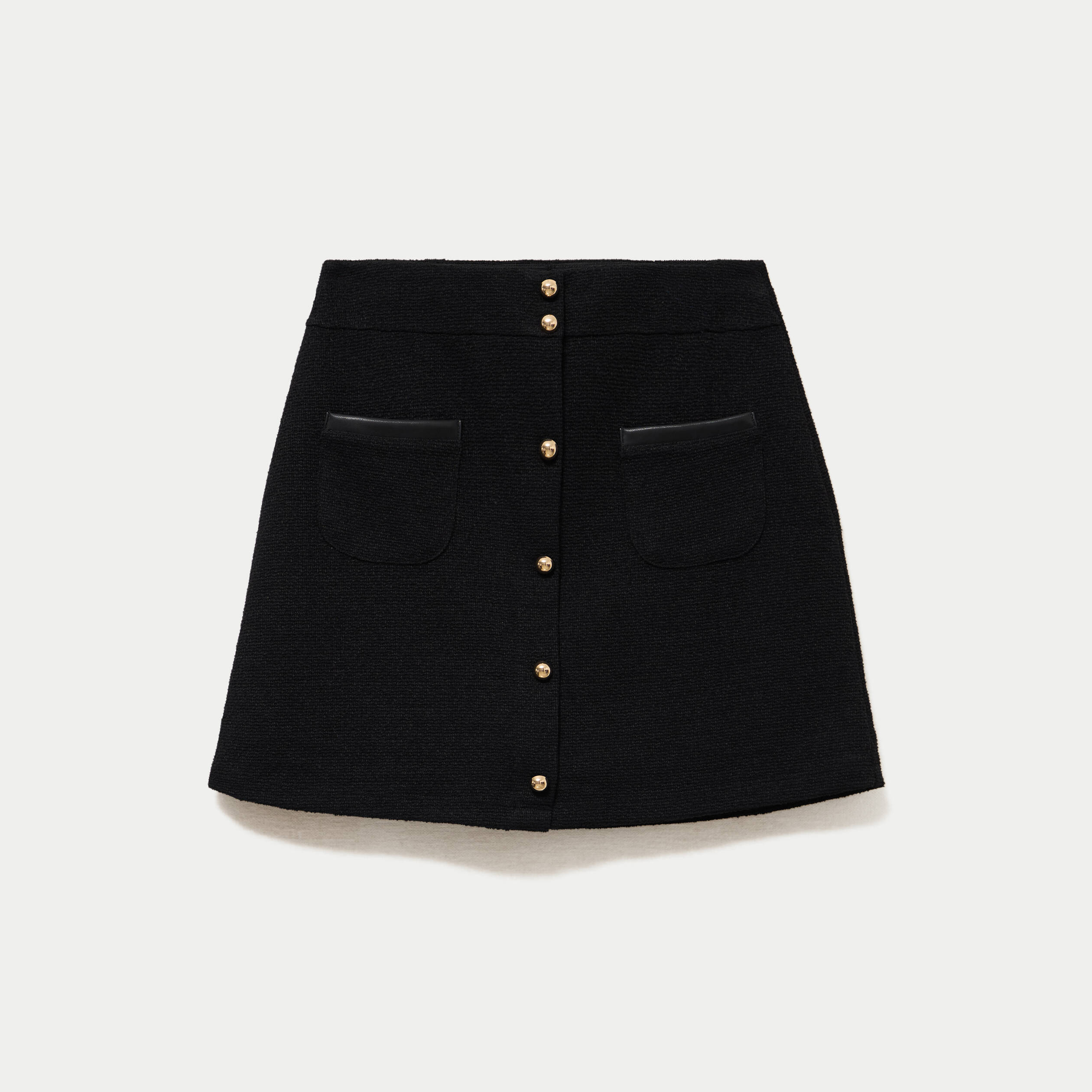 Jupe-short trap&egrave;ze en maille noir femme