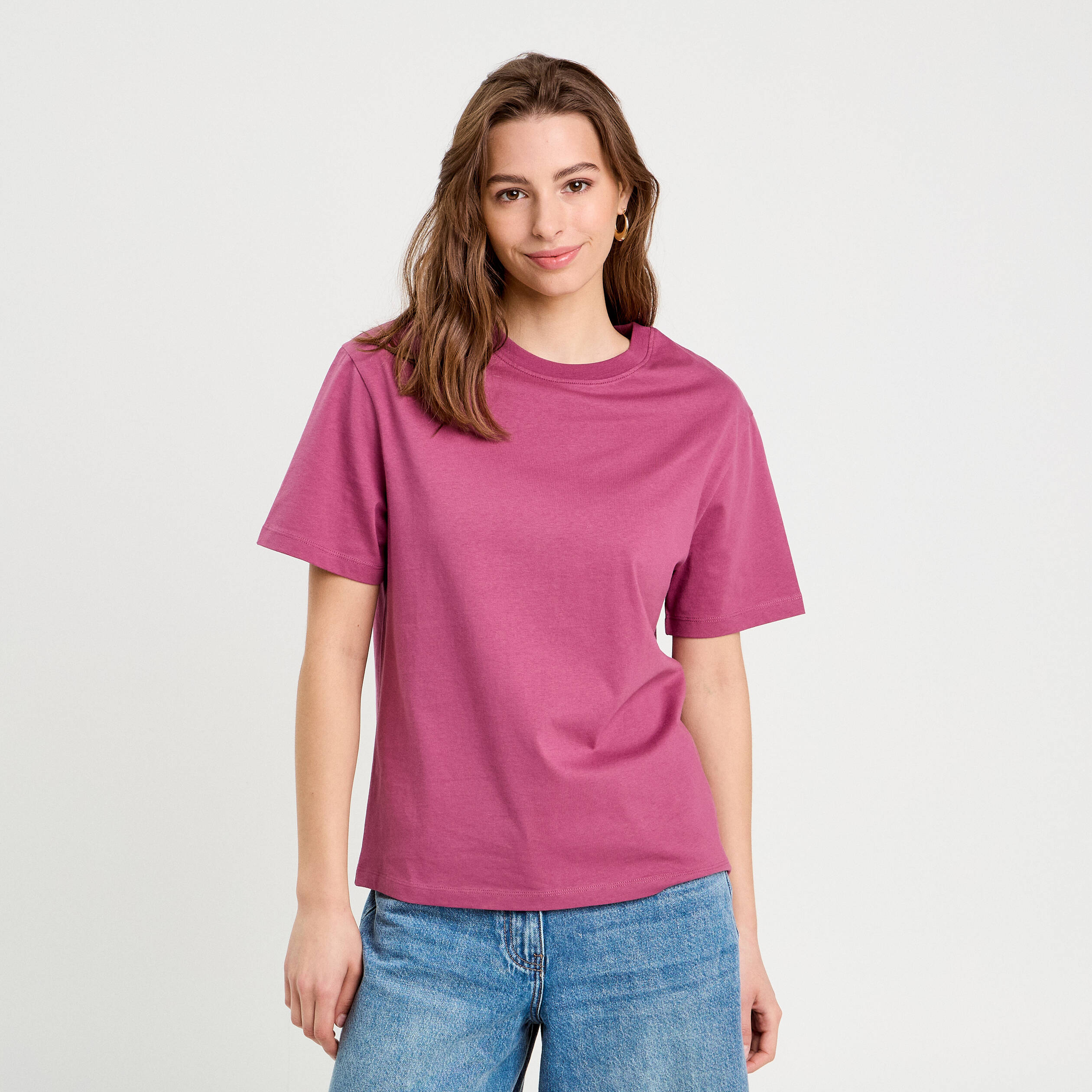 t shirt oversize col rond prune femme T-shirt oversize col rond prune femme