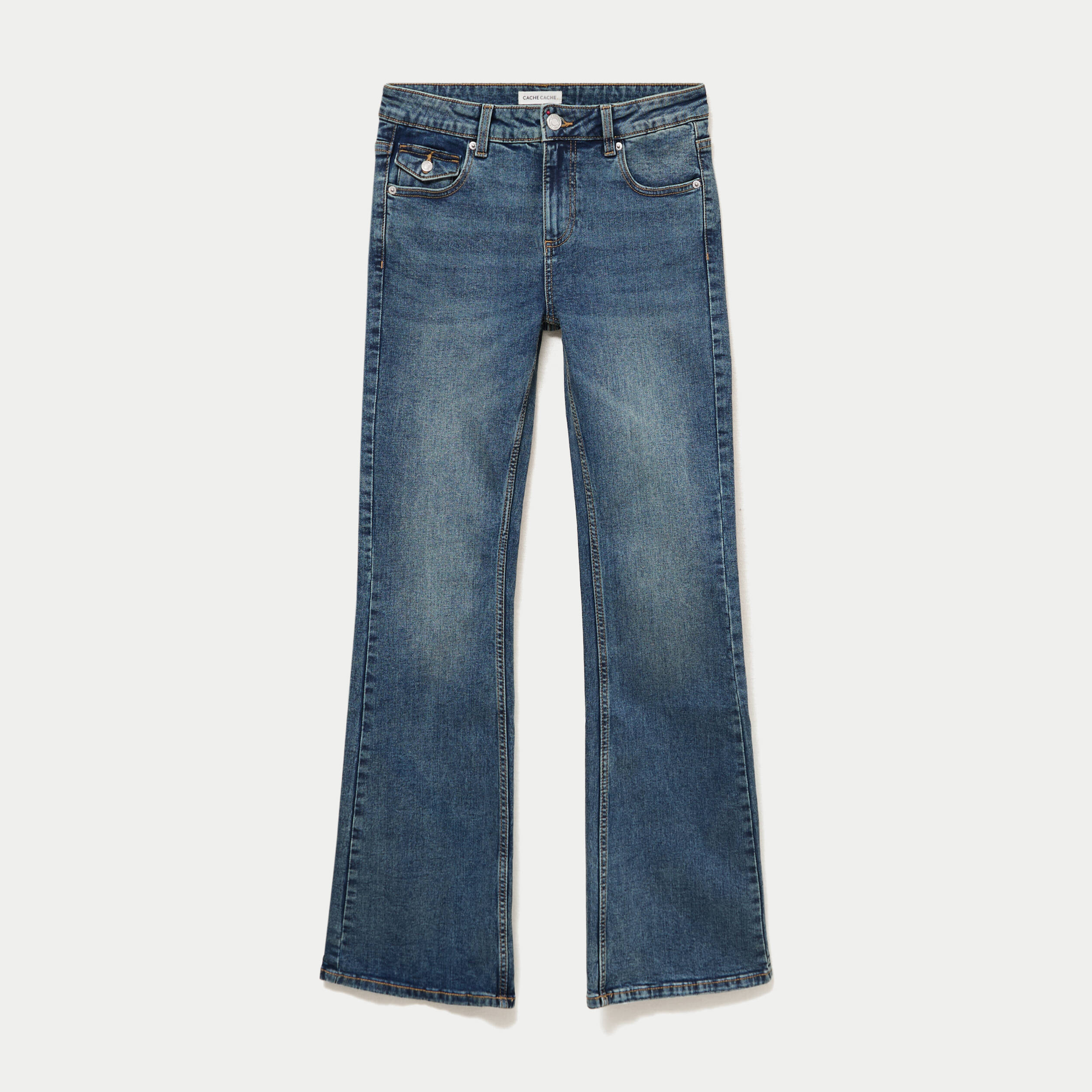 Jean bootcut taille basse denim dirty femme