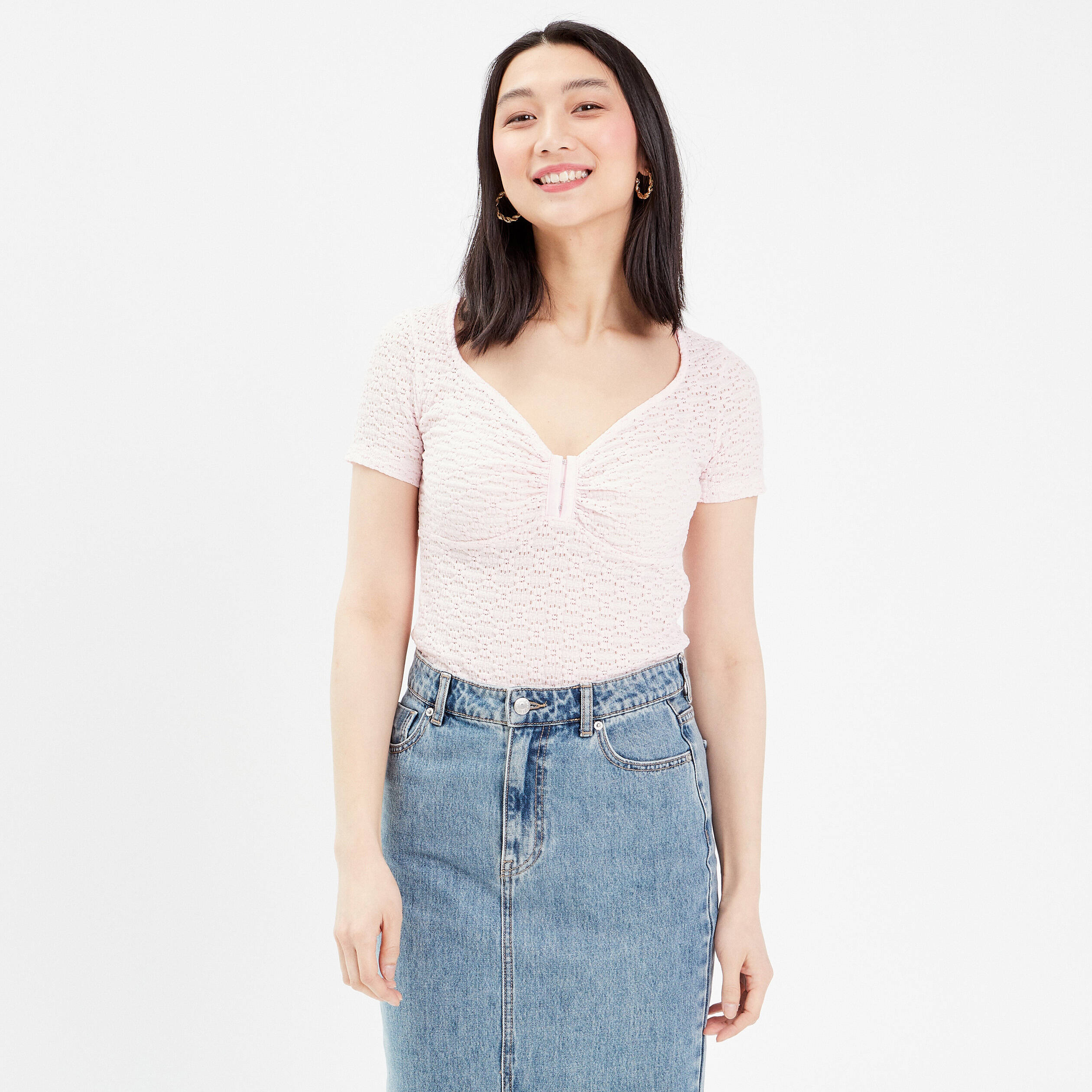 T-shirt manches courtes rose femme
