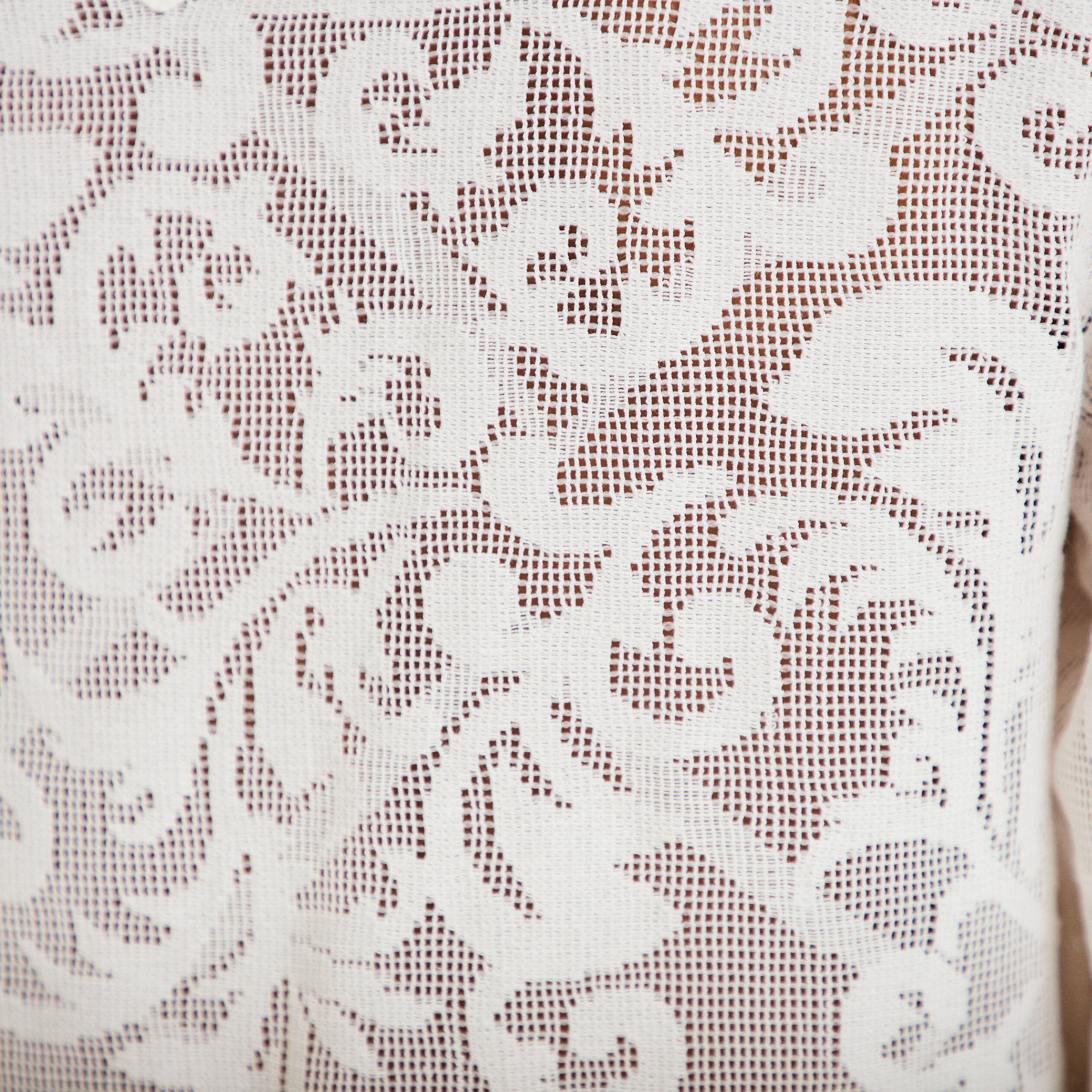 Blouse en dentelle manches longues ecru femme