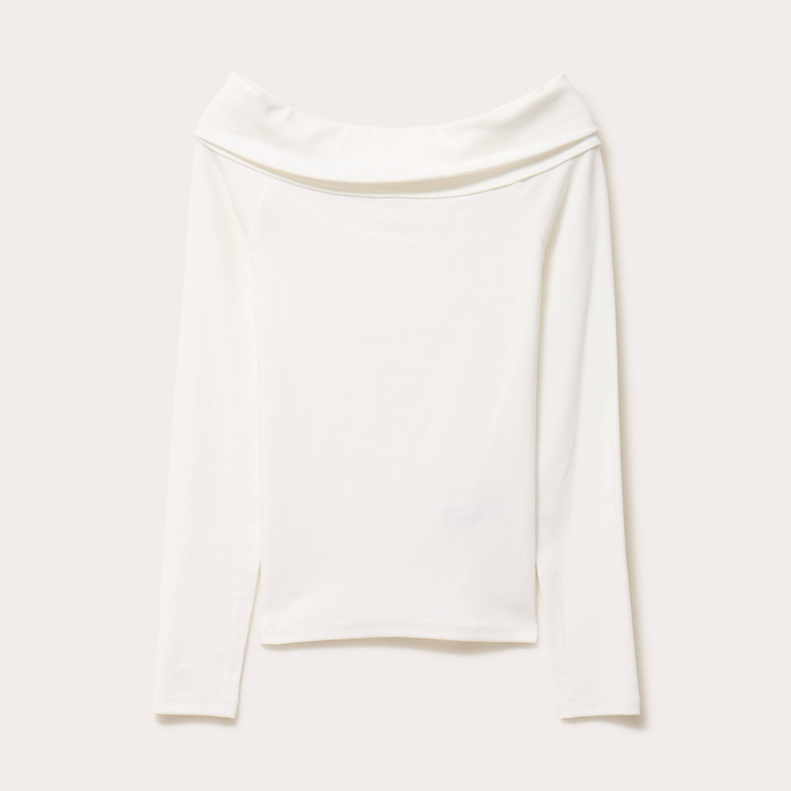 T-shirt c&ocirc;tel&eacute; manches longues ecru femme