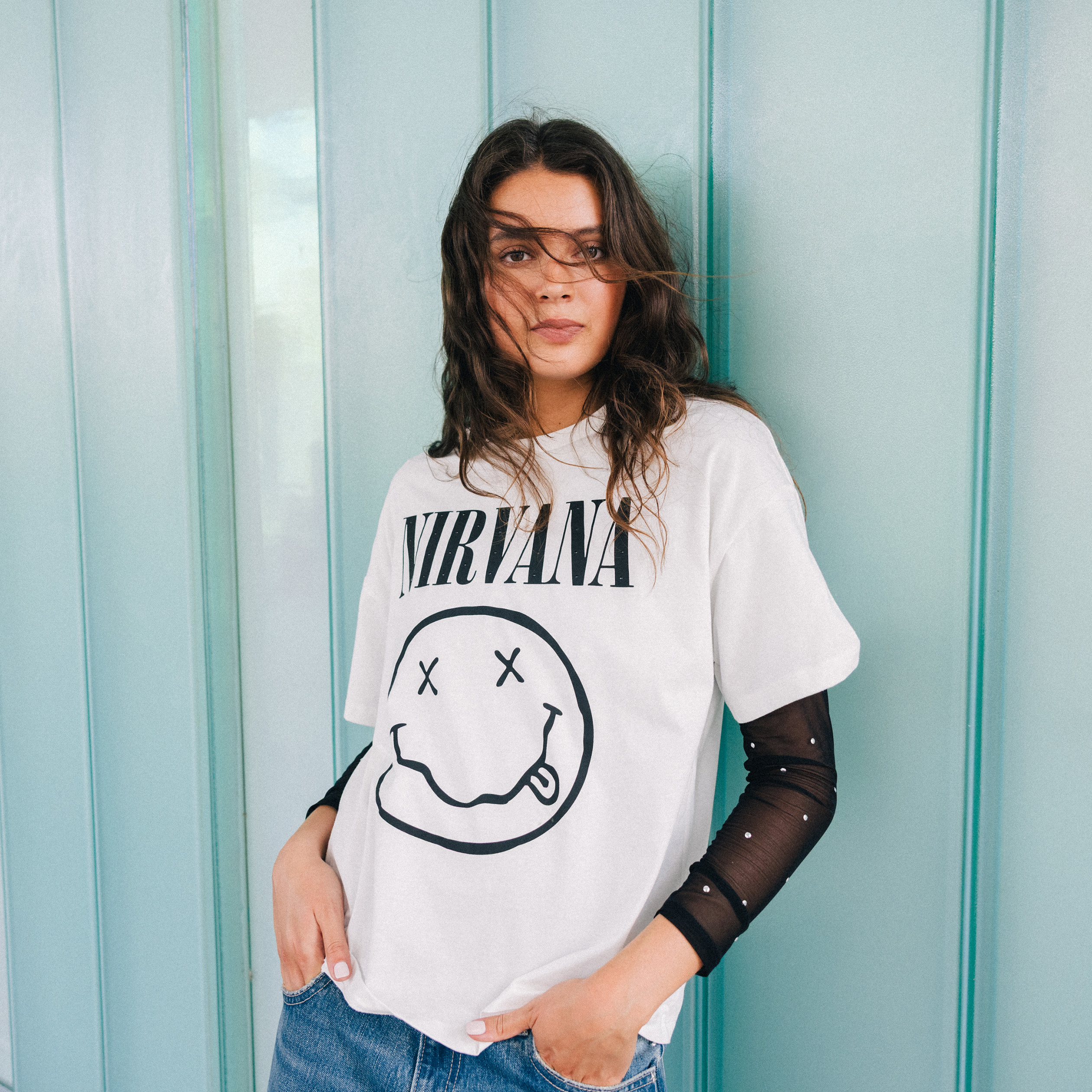 T-shirt oversize manches courtes ecru femme