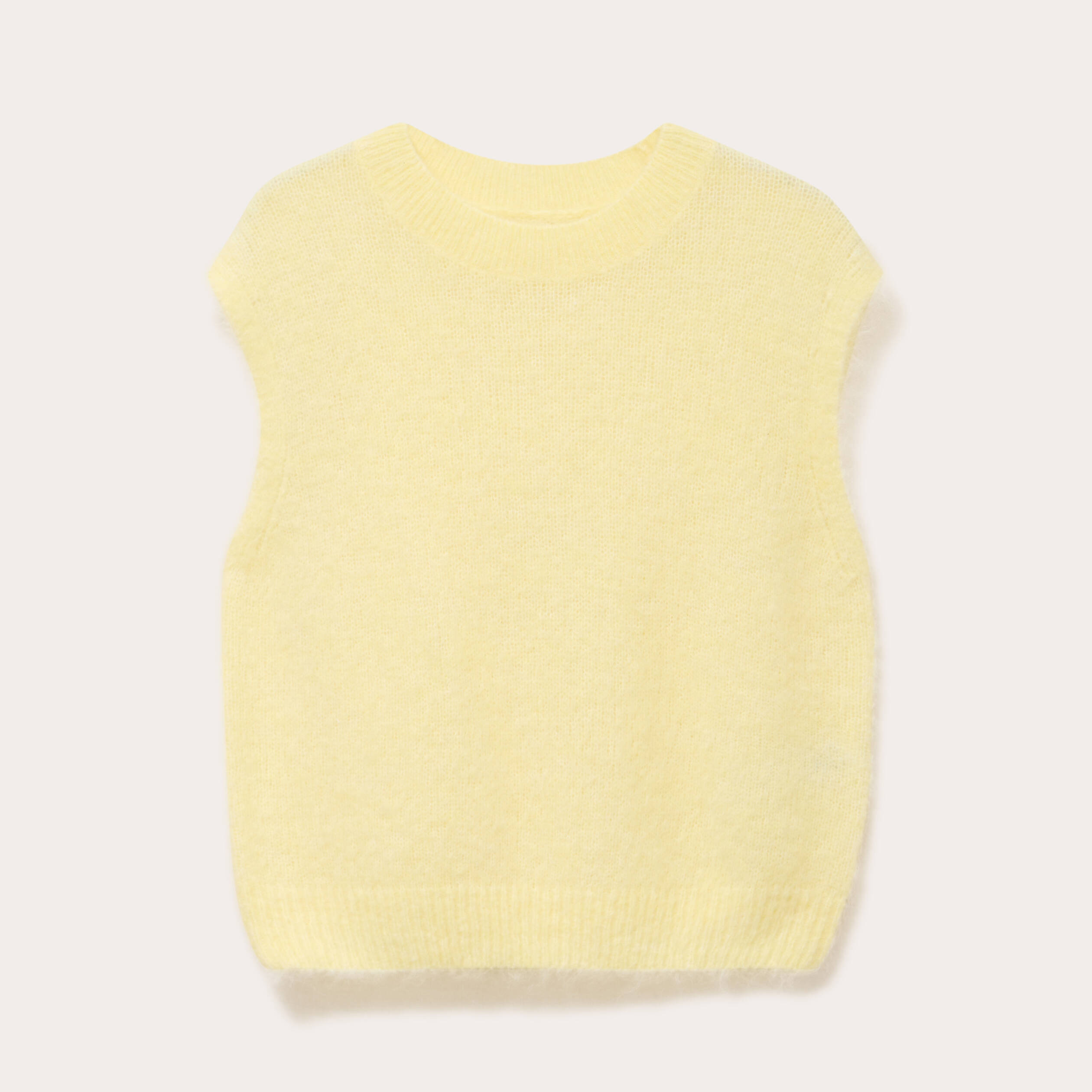 Pull sans manches jaune clair femme