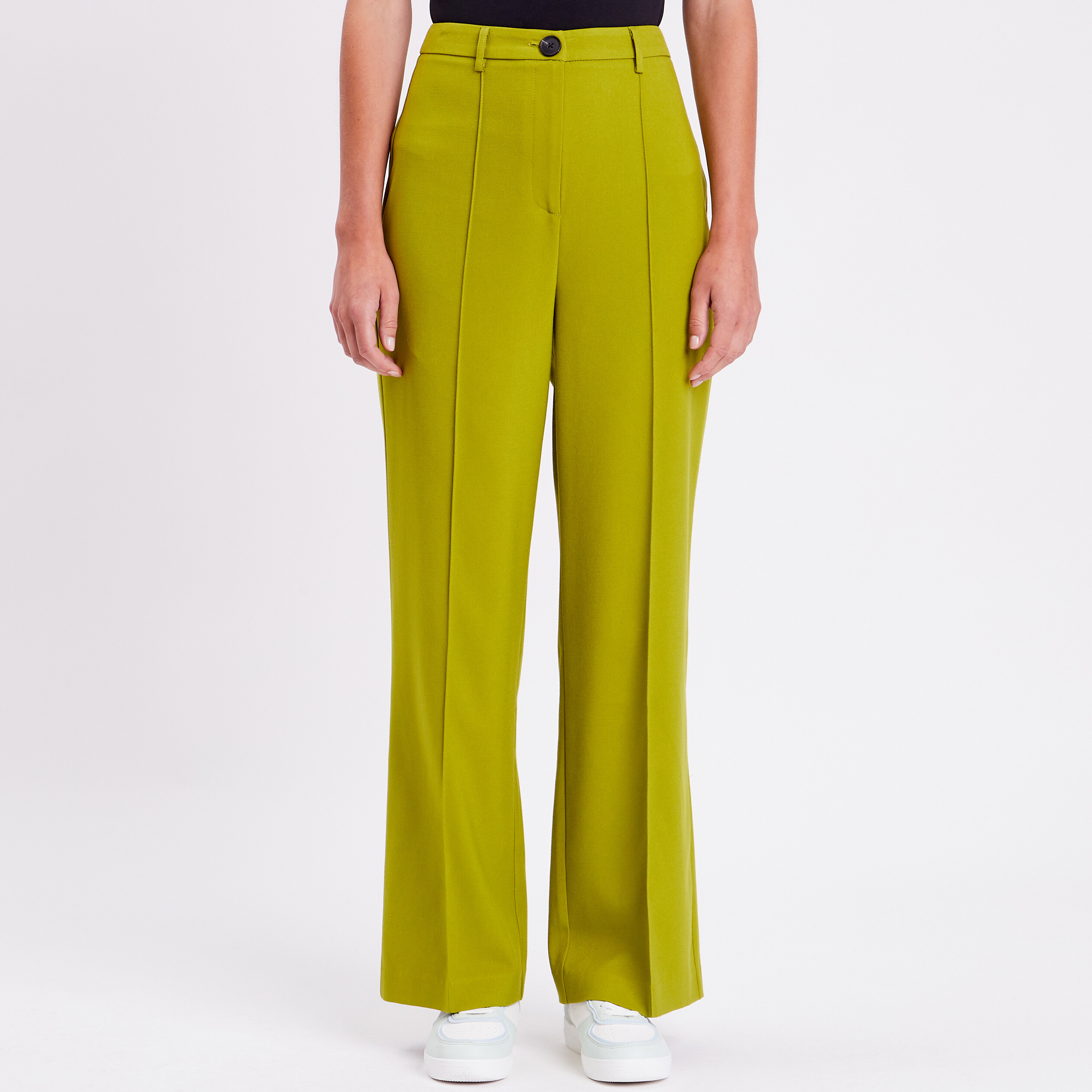 pantalon city jambes larges vert kaki femme Pantalon city jambes larges vert kaki femme